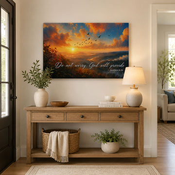 Matthew 6:26 God Will Provide Canvas Print, Christian Home Decor