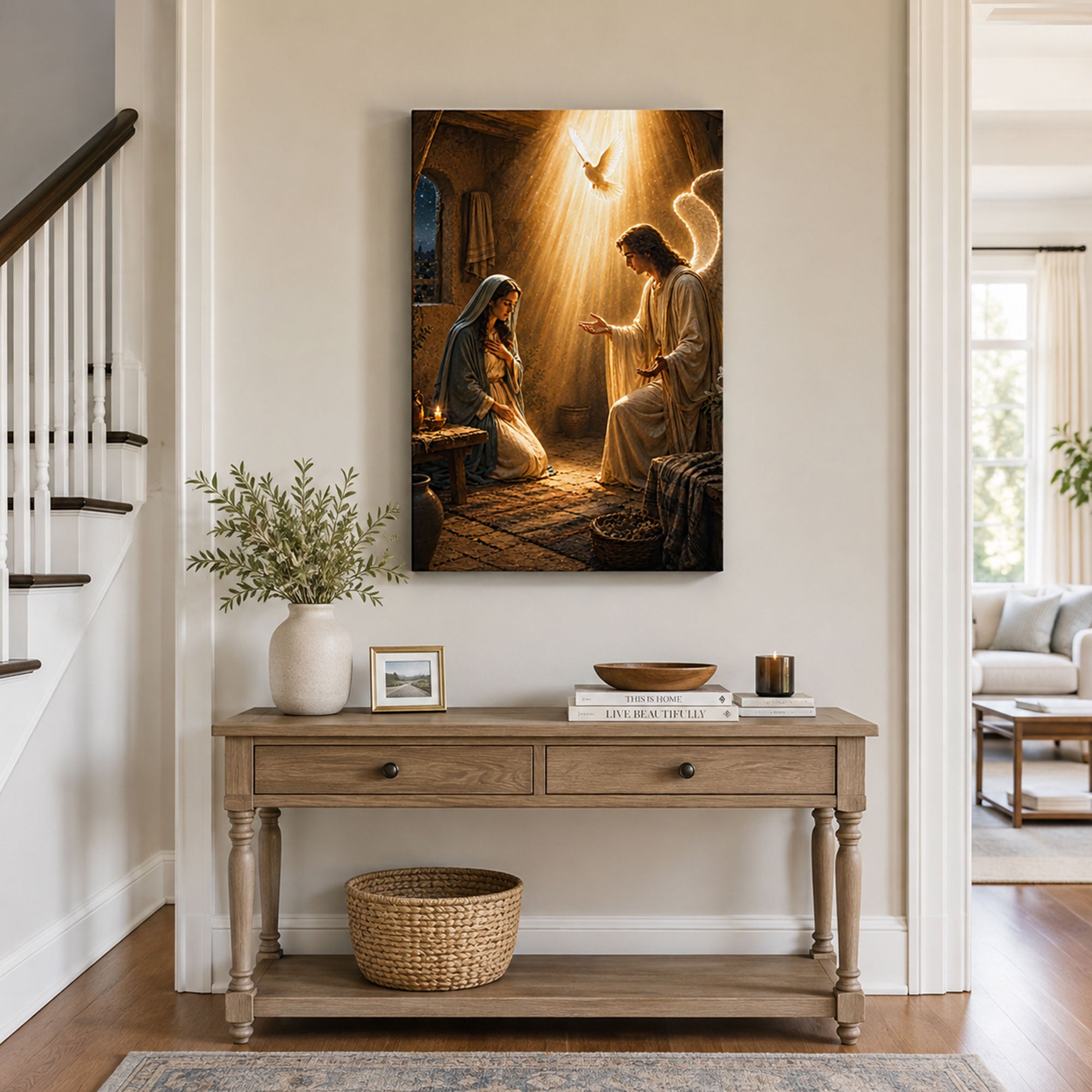 Virgin Mary and Archangel Gabriel Canvas Print, Annunciation Catholic Home Decor