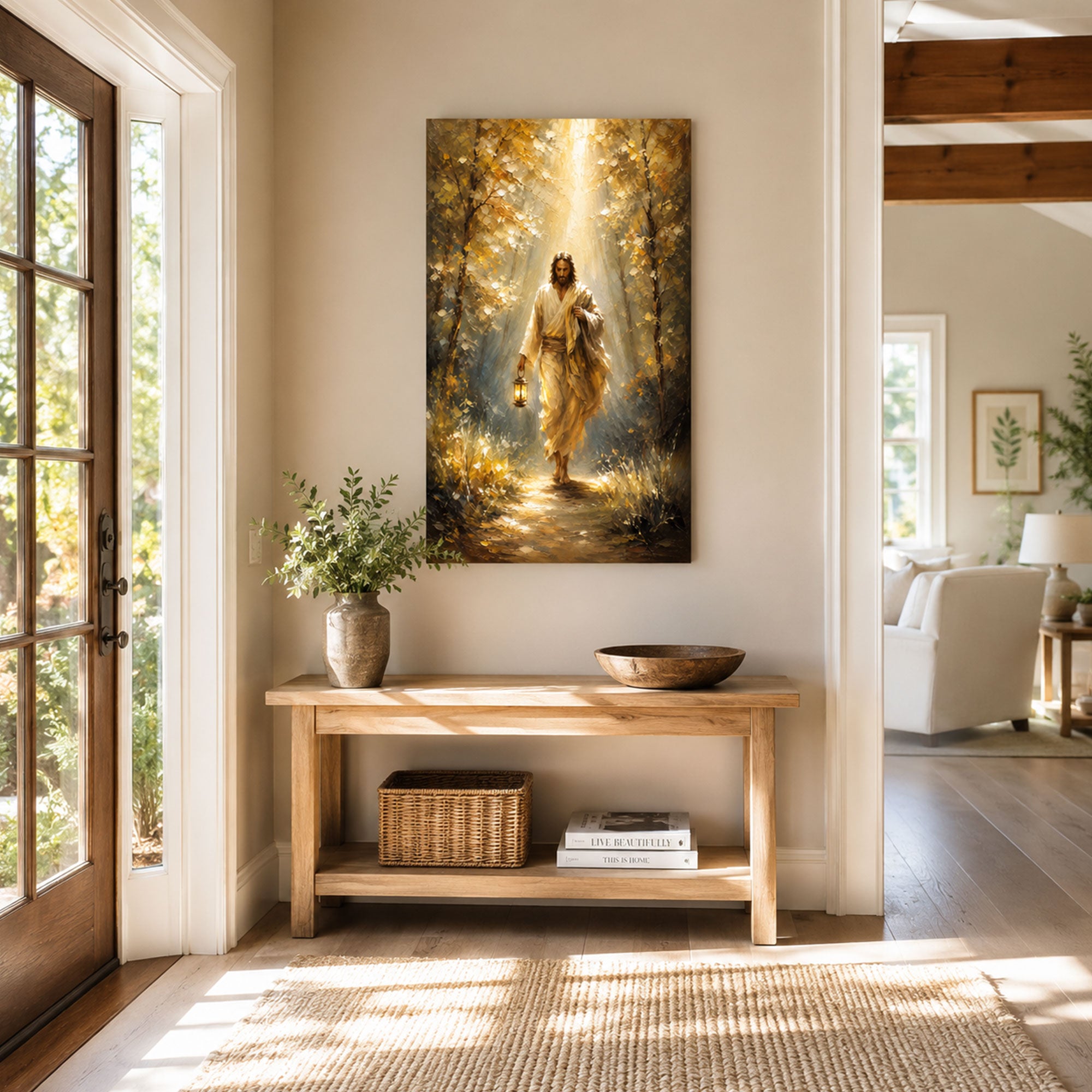 Jesus Lights the Way Canvas Print, John 8:12 Christian Wall Decor, Faith and Guidance Gift