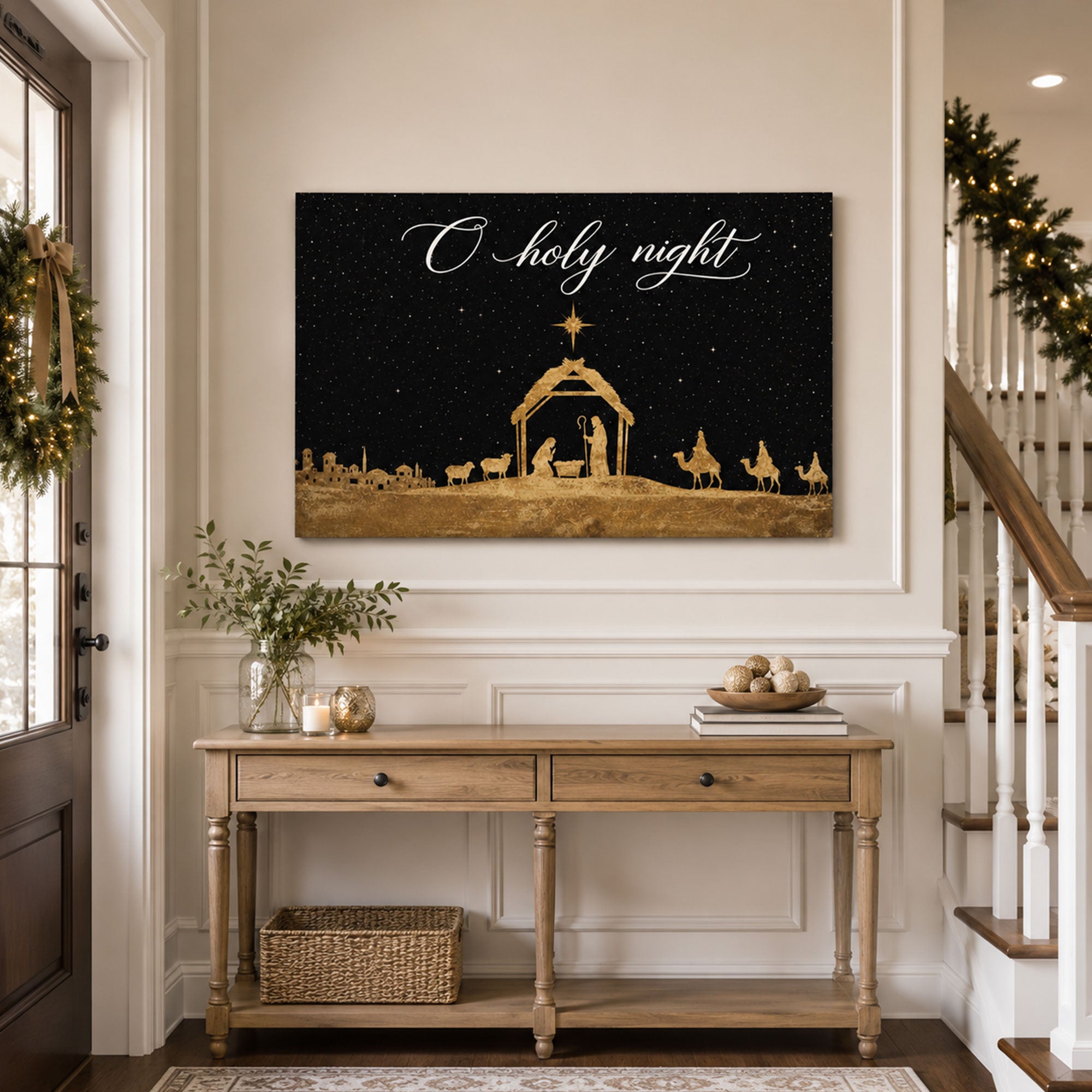 O Holy Night Nativity Canvas Print, Christian Home Decor