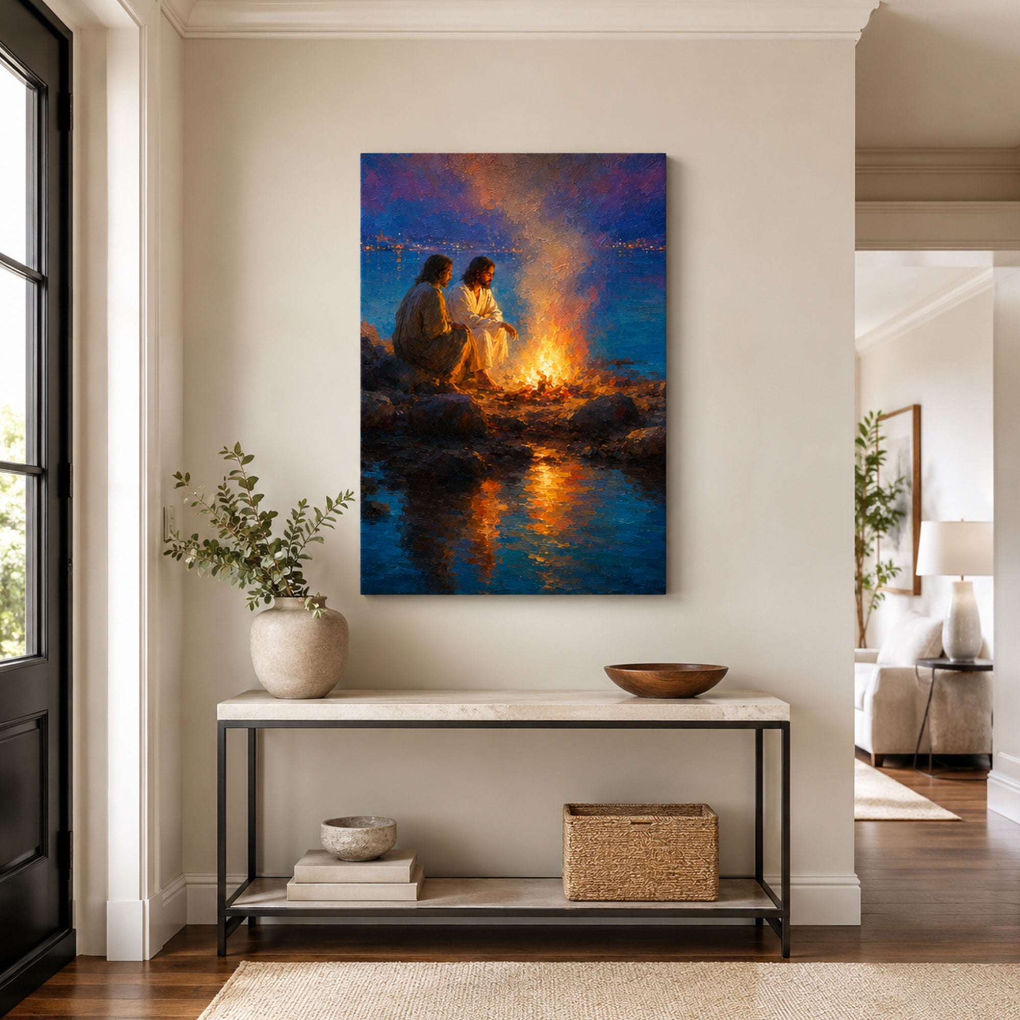 Jesus and Peter by the Sea Canvas Print, Feed My Sheep John 21 Christian Wall Decor, Faith Gift