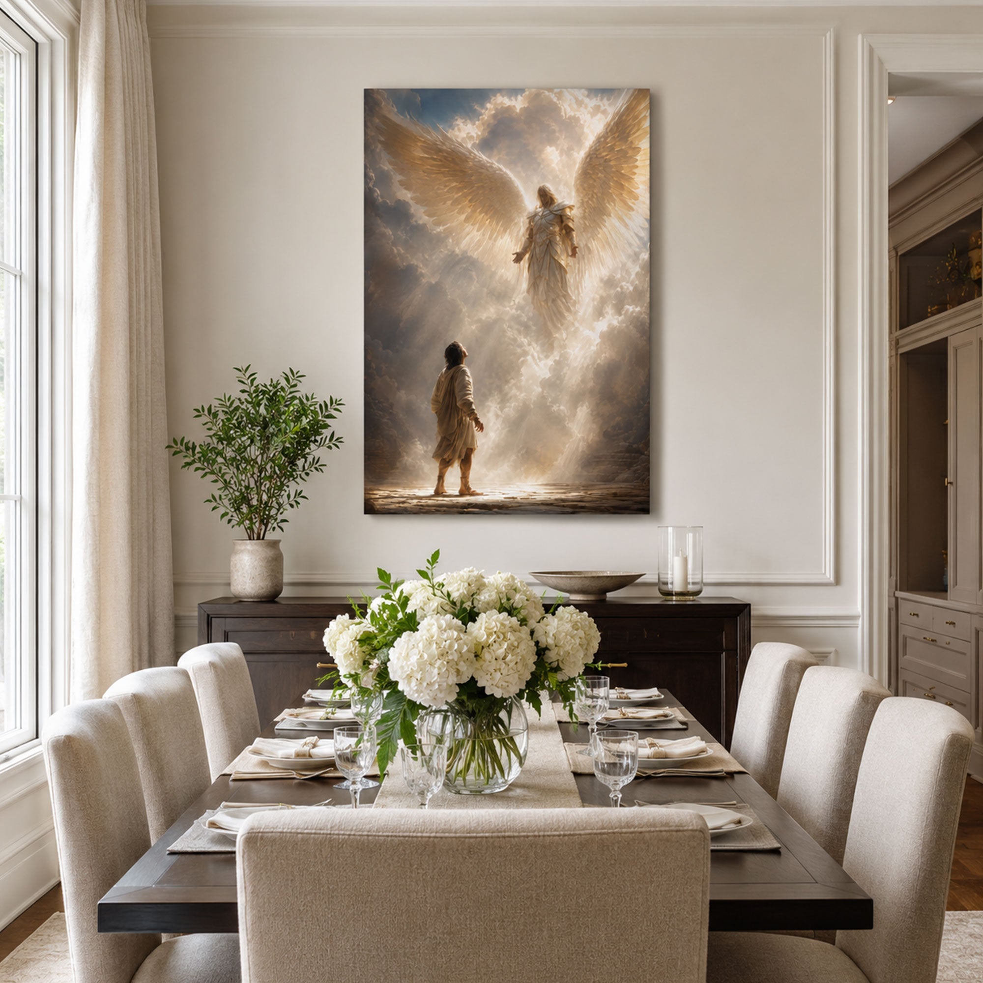 Guardian Angel Protection Canvas Print, Heavenly Christian Wall Decor, Faith Gift
