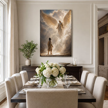 Guardian Angel Protection Canvas Print, Heavenly Christian Wall Decor, Faith Gift