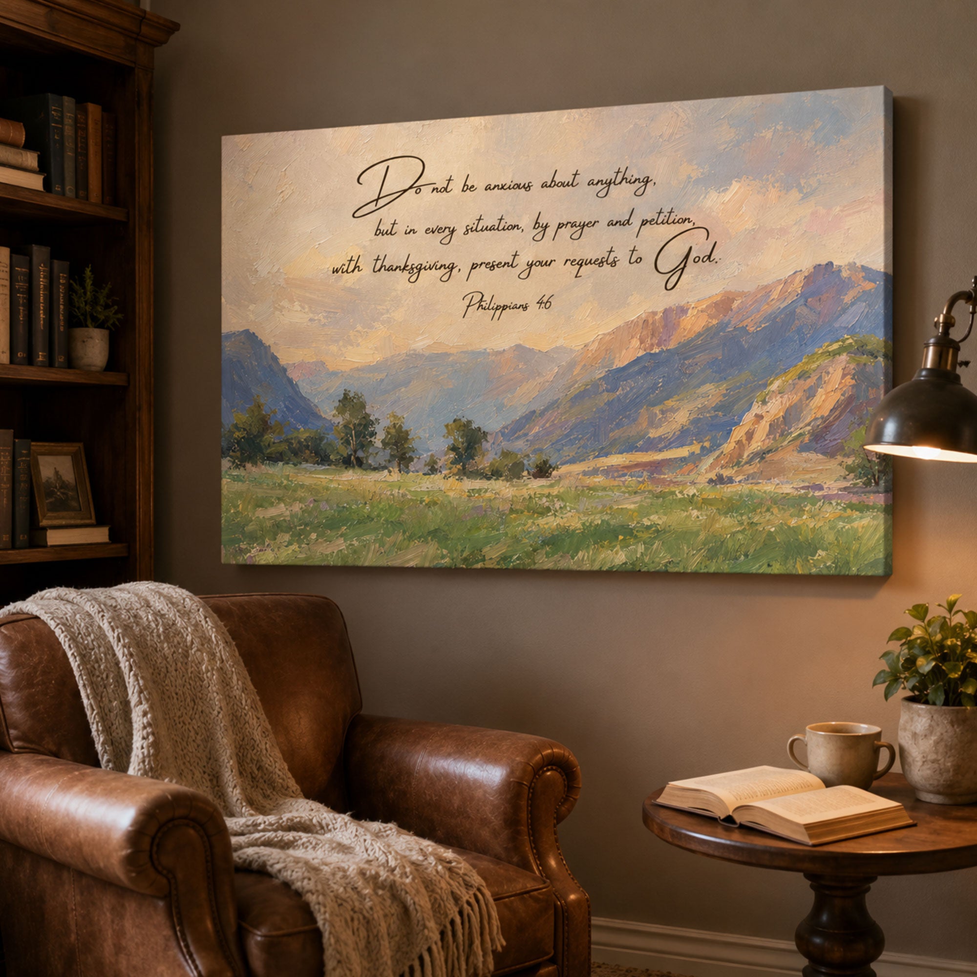 Do Not Be Anxious Philippians 4:6 Canvas Print, Christian Scripture Wall Art, Peaceful Faith Home Decor