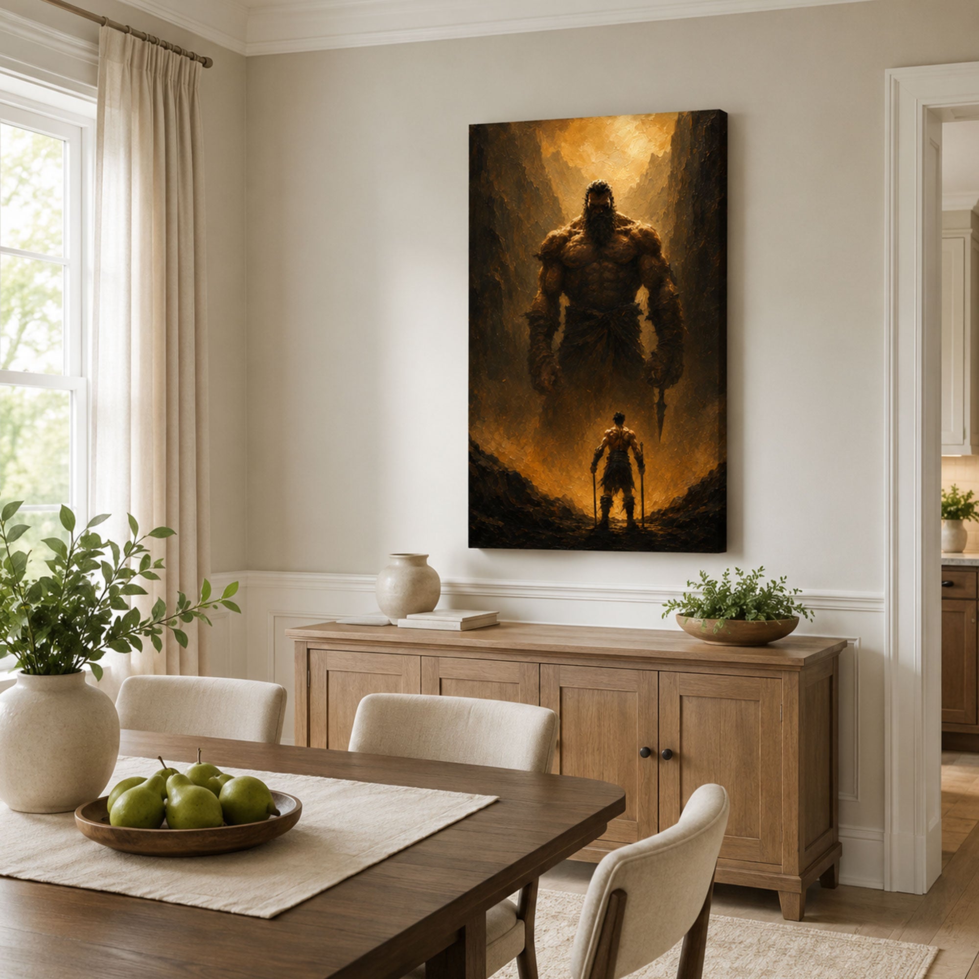 David’s Victory Over Goliath Canvas Print, Christian Home Decor