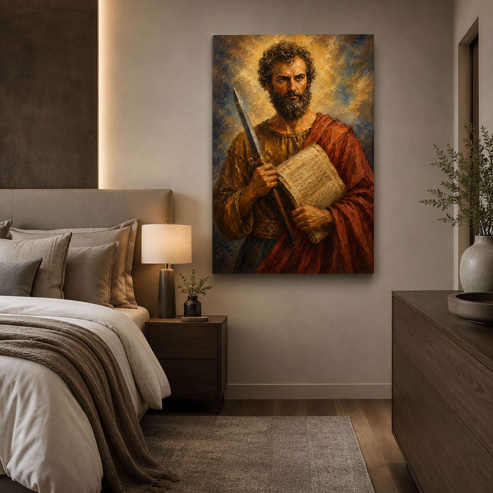 Saint Paul with Sword Canvas Print, Catholic Apostle Wall Art, Faith Home Decor Gift