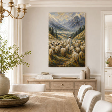 Jesus the Good Shepherd Canvas Print, Psalm 23 Christian Wall Decor, Faith Gift