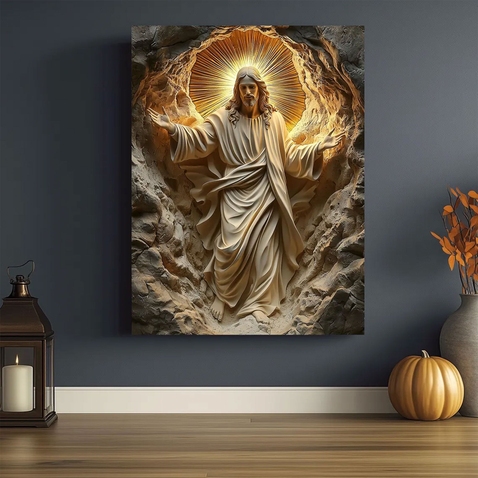 Jesus Resurrection Wall Art, Christian Canvas Print, Religious Home Decor Gift