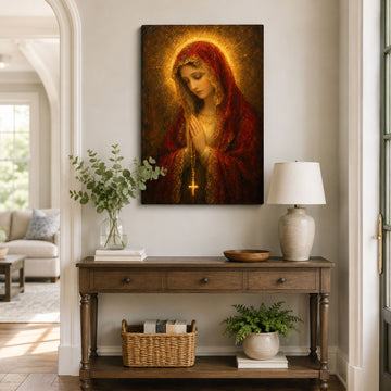 Our Lady of the Rosary Canvas Print, Catholic Home Decor