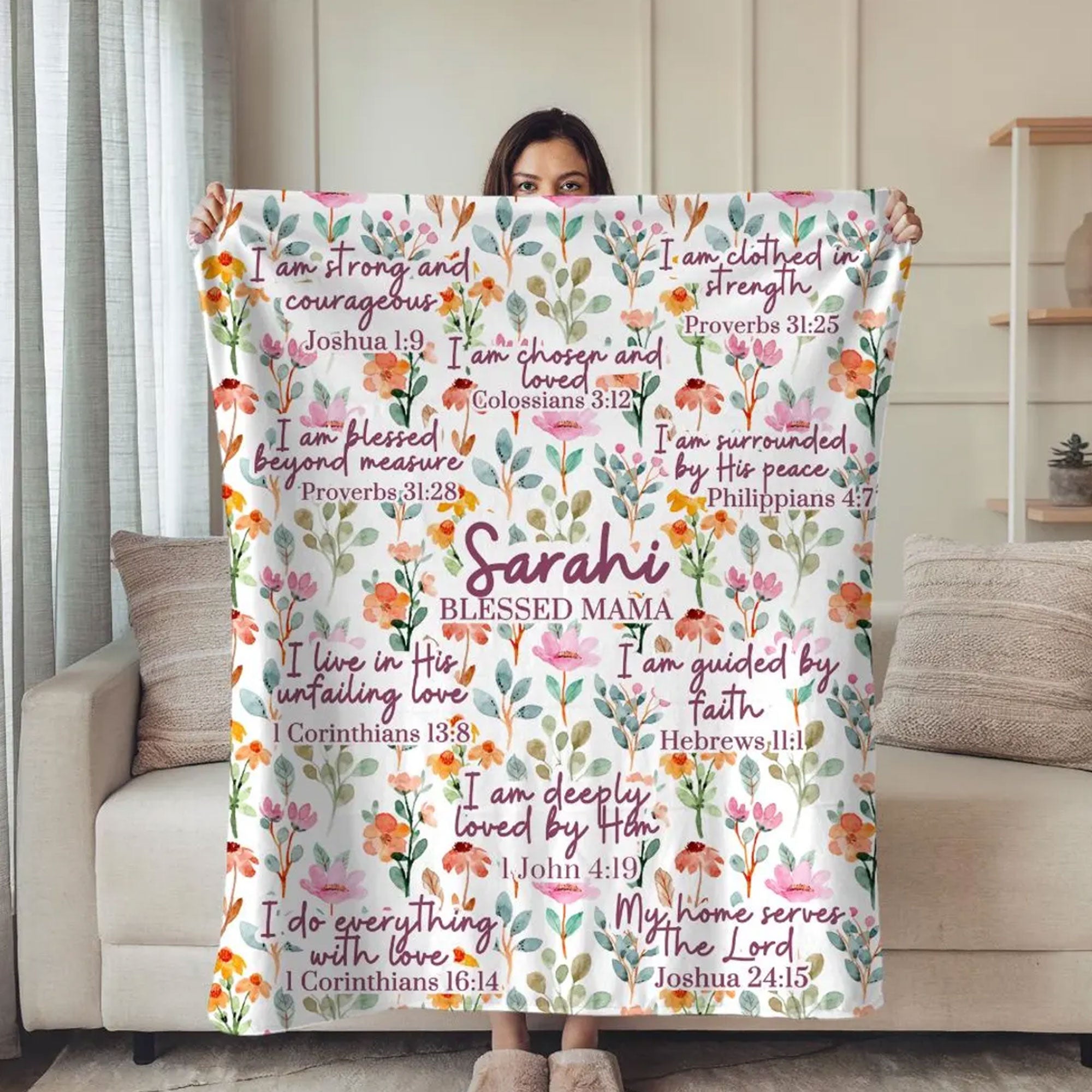 Personalized Christian Fleece Blanket for Mom, Child of God Faith Throw, Custom Name Gift Idea, Prayer Blanket, Family Gift