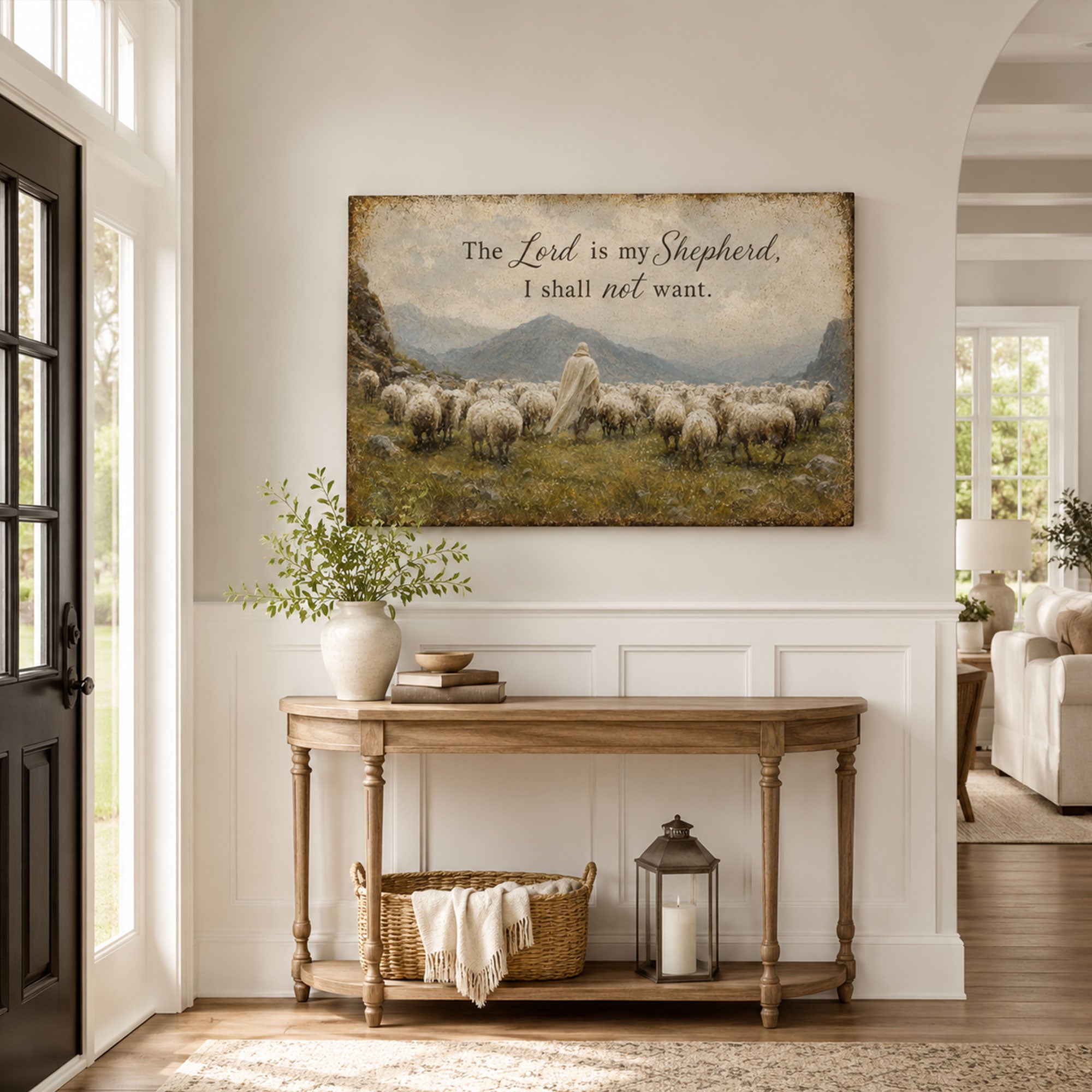 Psalm 23:1 Good Shepherd Canvas Print, Christian Home Decor