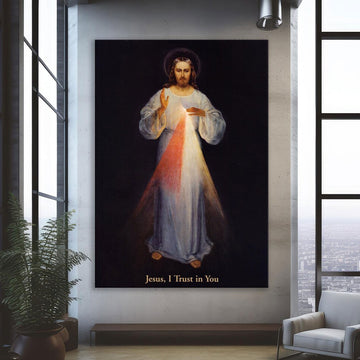 Jesus Divine Mercy Canvas Wall Art, "I Trust In You" Catholic Home Decor