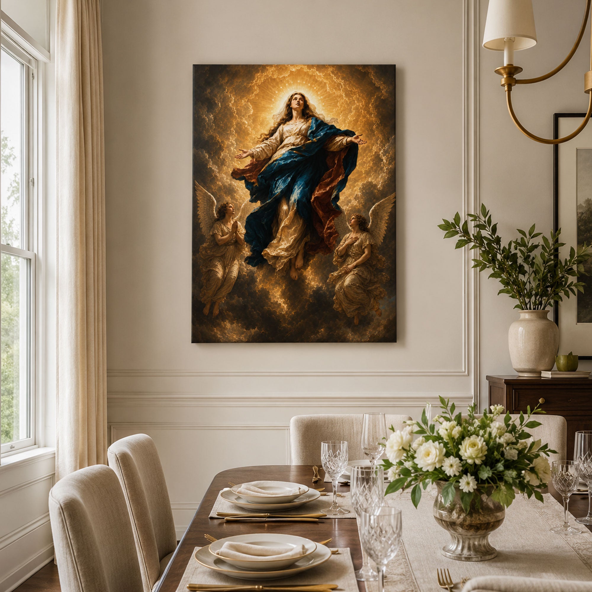 Assumption of Virgin Mary Canvas Print, Catholic Home Decor