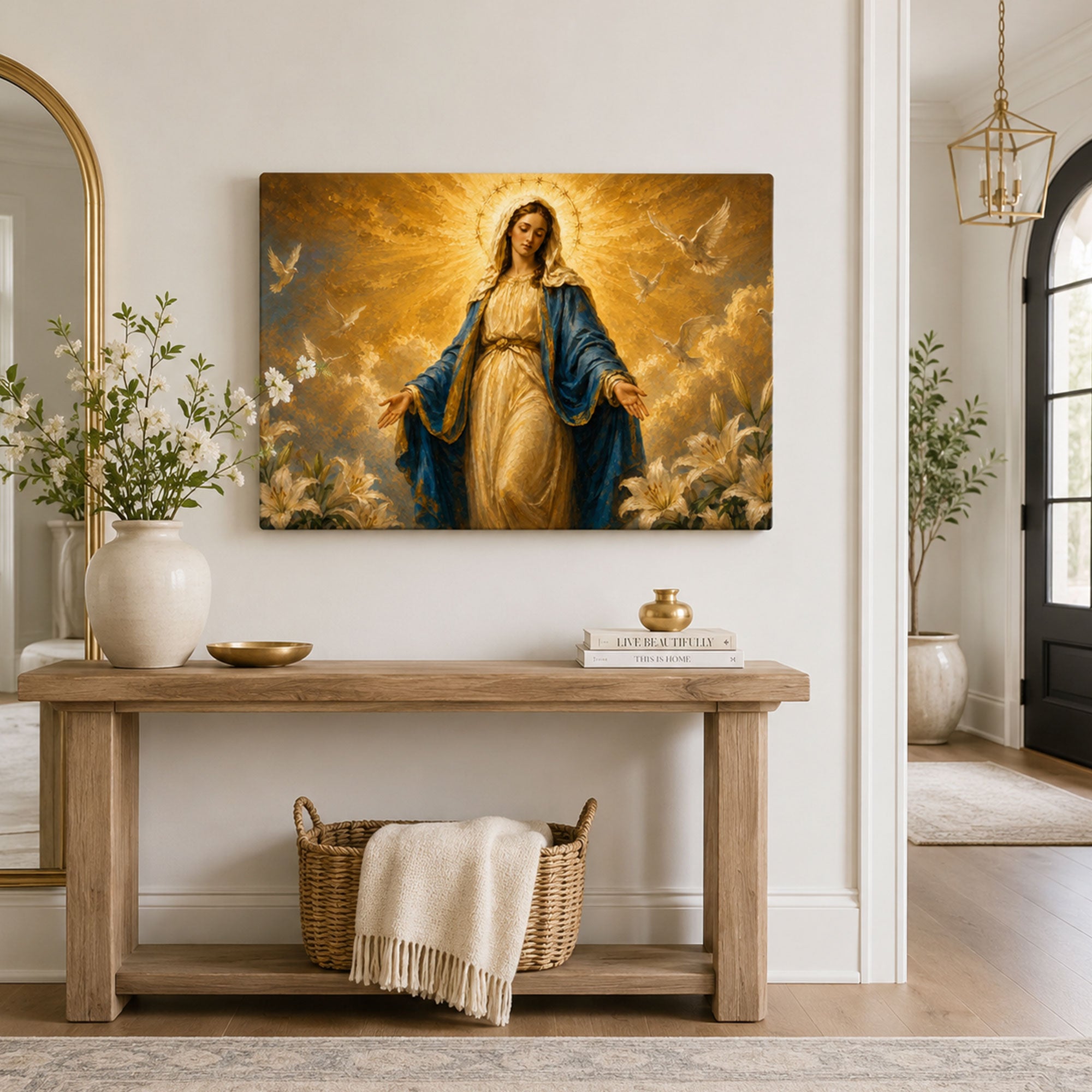Blessed Virgin Mary Canvas Print, Our Lady Catholic Wall Decor, Marian Faith Gift