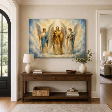 Saint Michael, Gabriel & Raphael Canvas Print, Three Archangels Catholic Wall Decor, Faith Gift