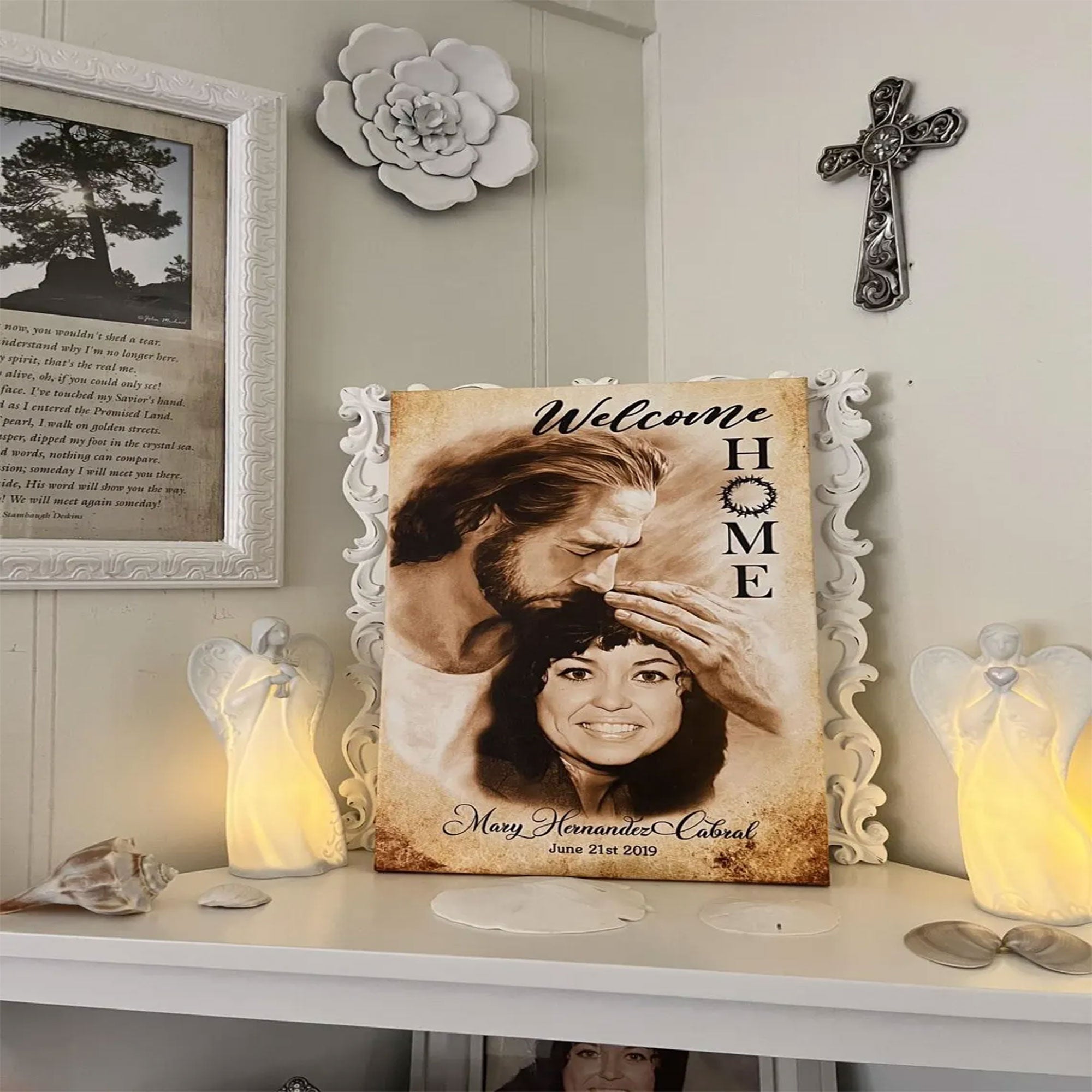 Custom Jesus Memorial Canvas , Personalized Sympathy Gift, Christian Remembrance Wall Art