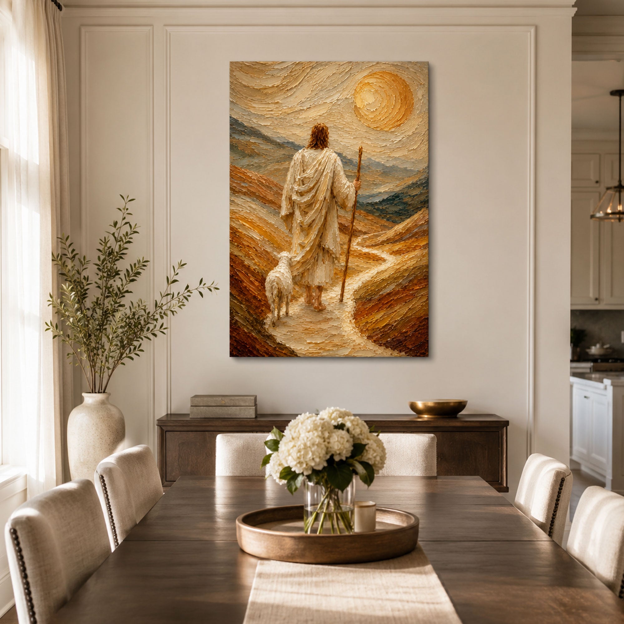 Jesus the Good Shepherd Canvas Print, Psalm 23 Christian Wall Decor, Follow Him Faith Gift