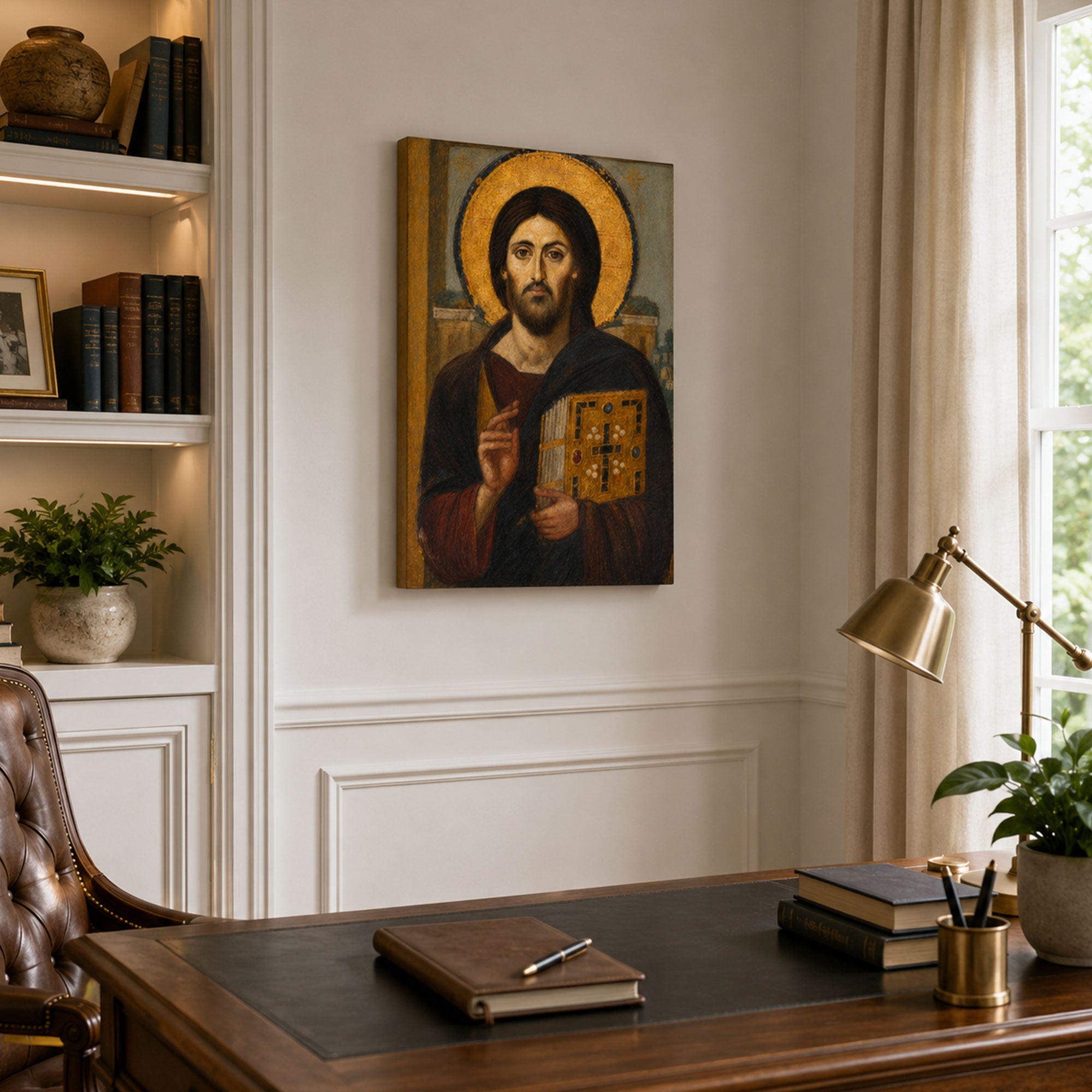Christ Pantocrator Canvas Print, Byzantine Jesus Icon Wall Art, Orthodox Christian Home Decor Gift