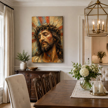 Jesus Crown of Thorns Canvas Print, Man of Sorrows Christian Wall Decor, Catholic Faith Gift