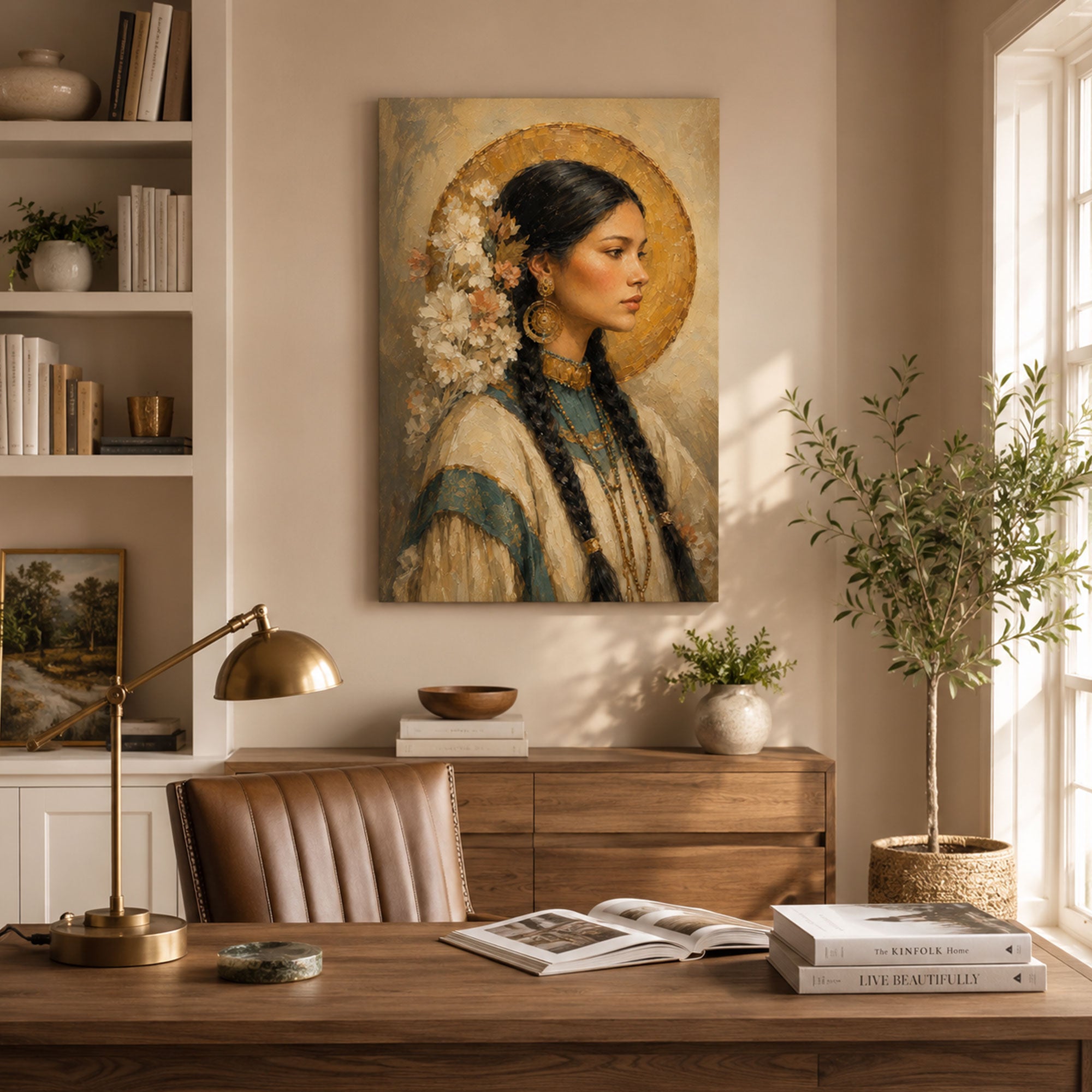 Lily of the Mohawks Canvas Print, Saint Kateri Catholic Home Decor Gift