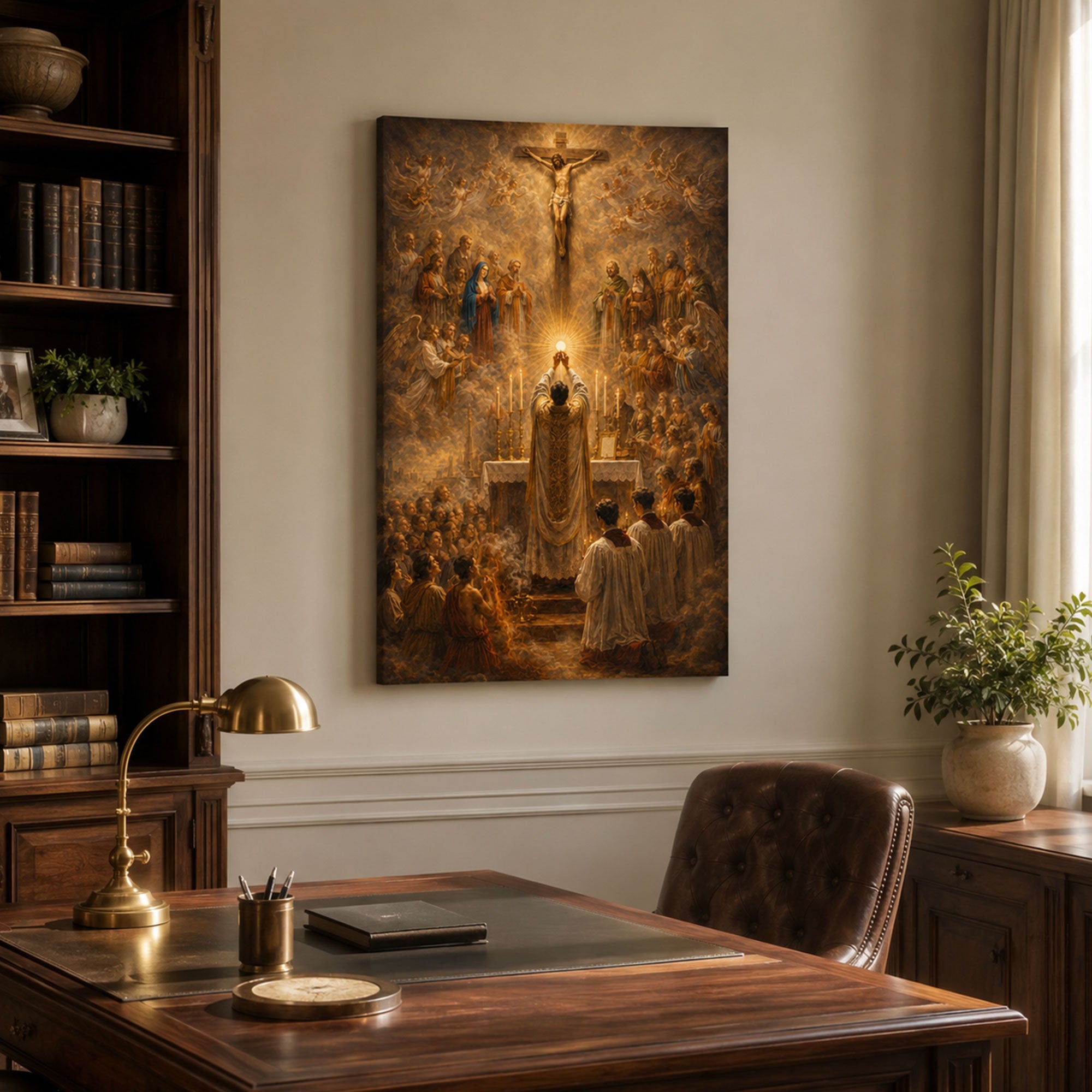Holy Sacrifice of the Mass Canvas Print, Catholic Eucharist Wall Art, Faith Home Decor Gift