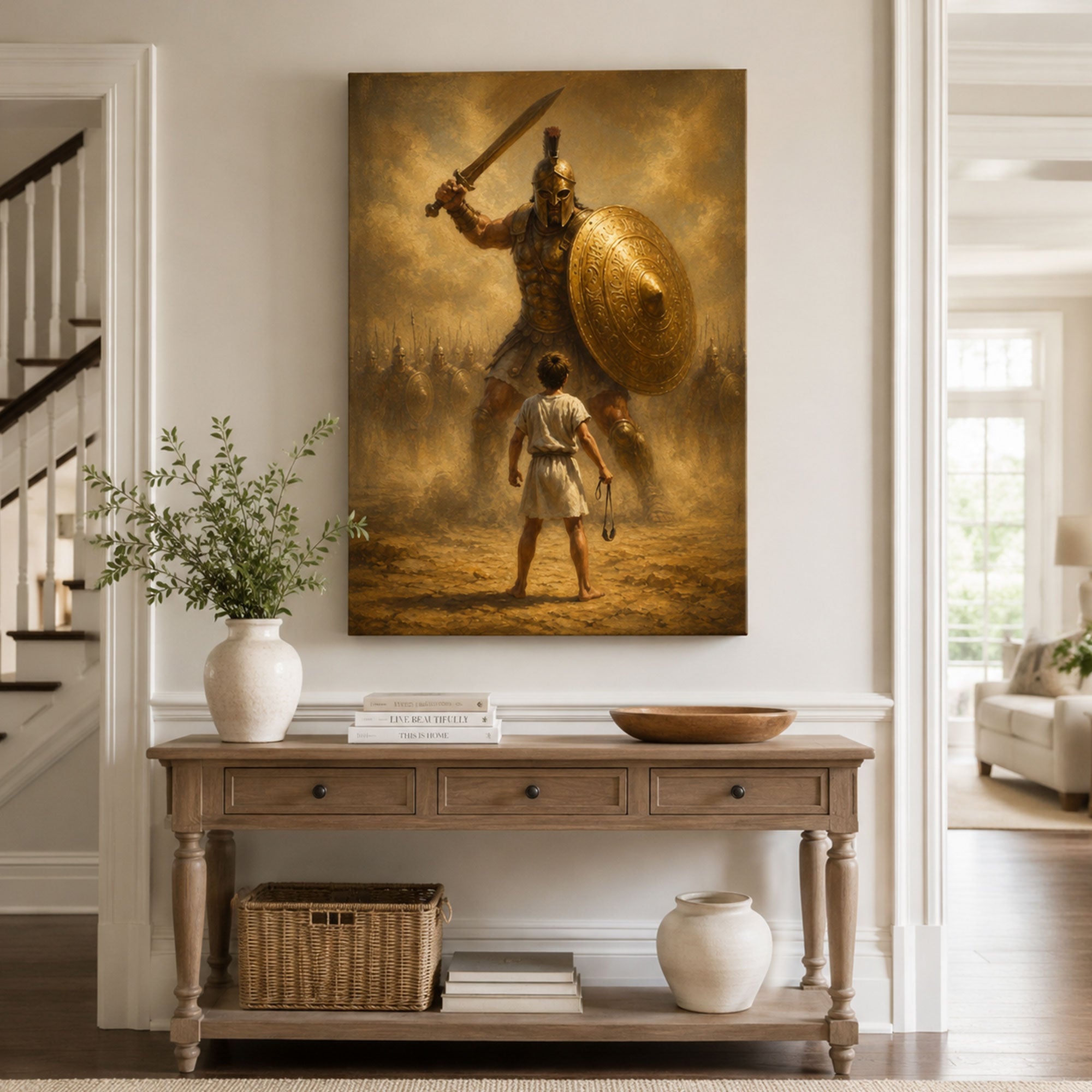 The Battle Is the Lord’s David and Goliath Canvas Print, Christian Home Decor