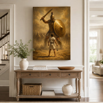 The Battle Is the Lord’s David and Goliath Canvas Print, Christian Home Decor