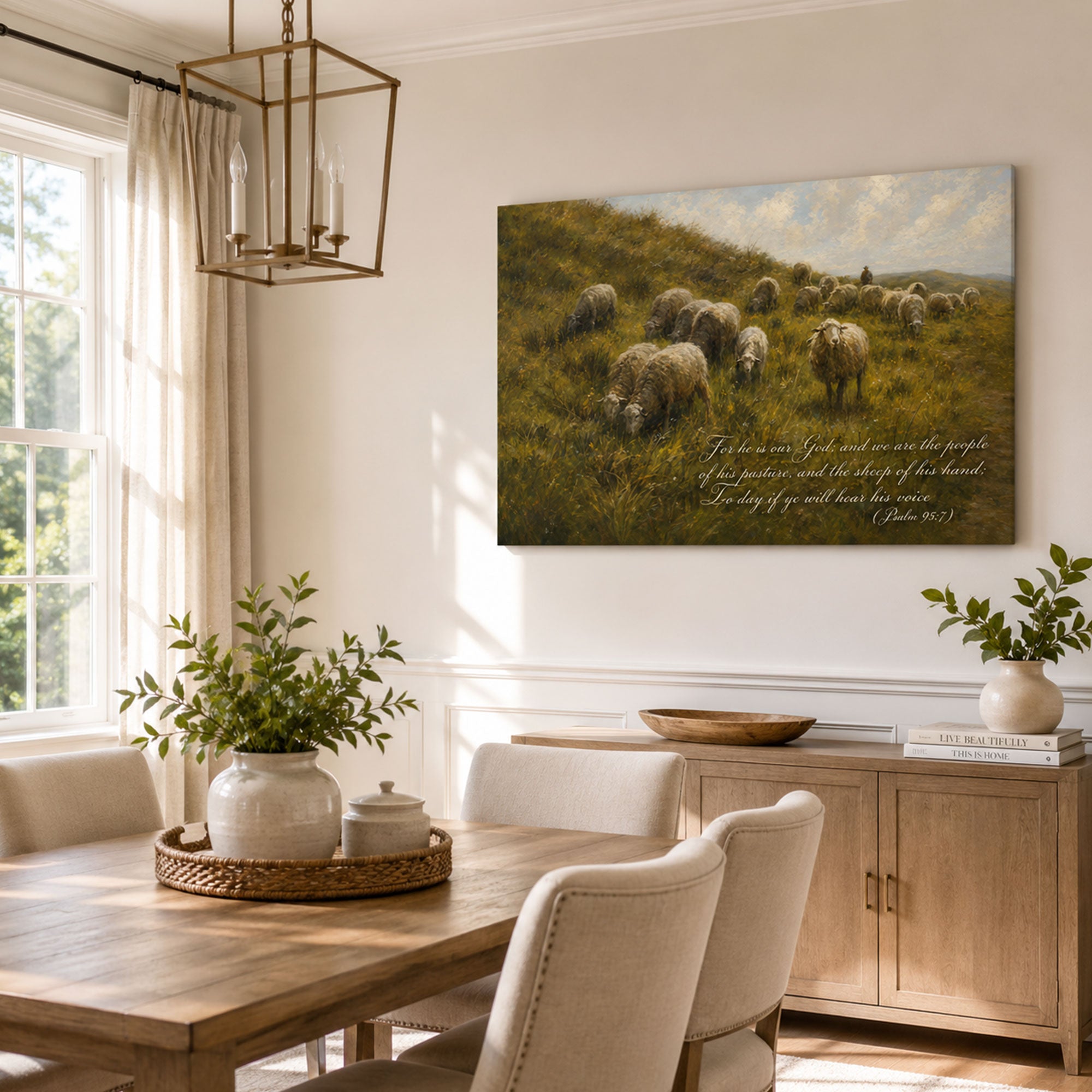 Psalm 95:7 Sheep Canvas Print, People of His Pasture Christian Wall Decor, Bible Verse Faith Gift