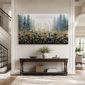Esther 4:14 For Such a Time as This Canvas Print, Blue Mountain Meadow Christian Wall Art, Inspirational Gift for Women