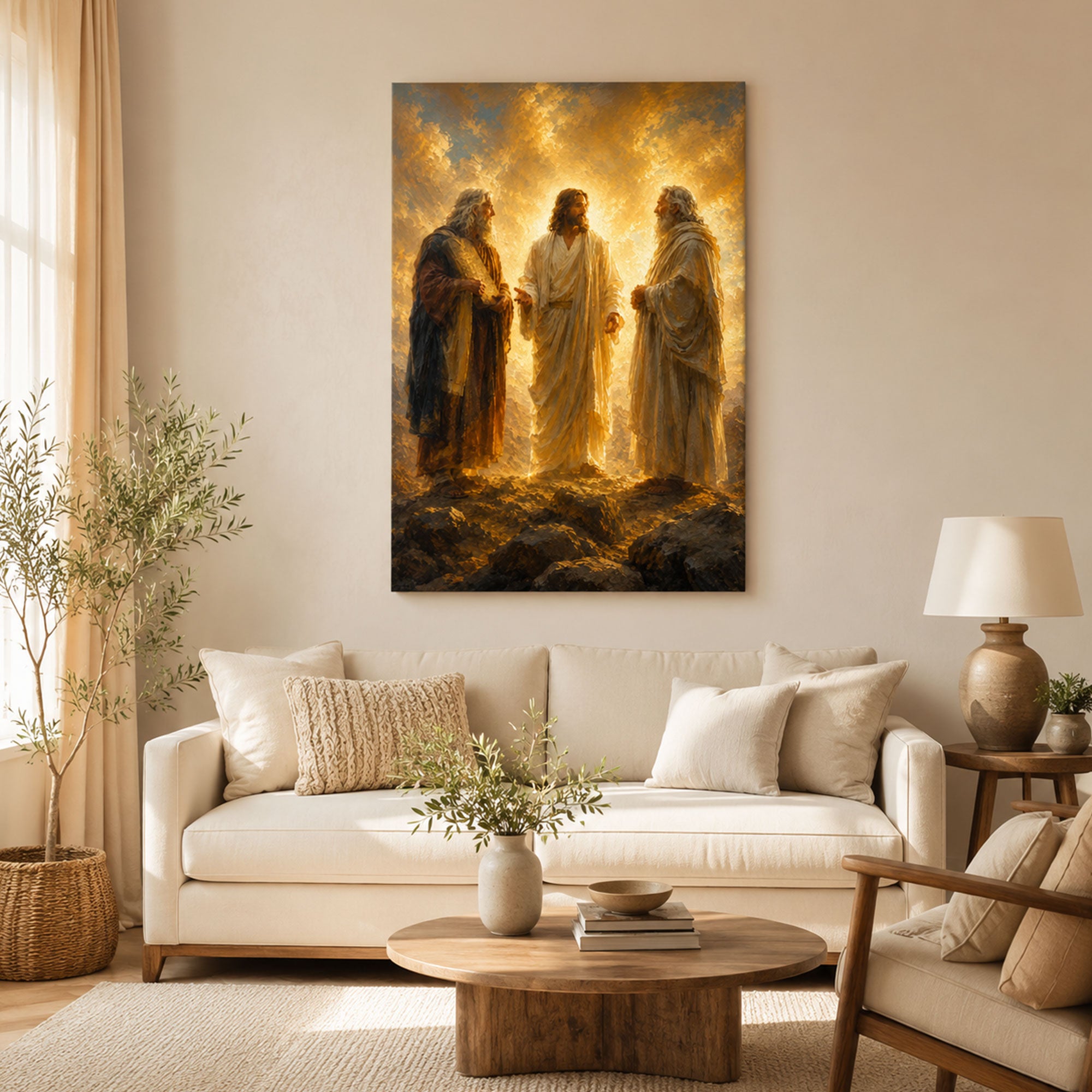 Jesus with Moses and Elijah Canvas Print, Christian Home Decor