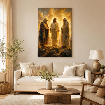 Jesus with Moses and Elijah Canvas Print, Christian Home Decor