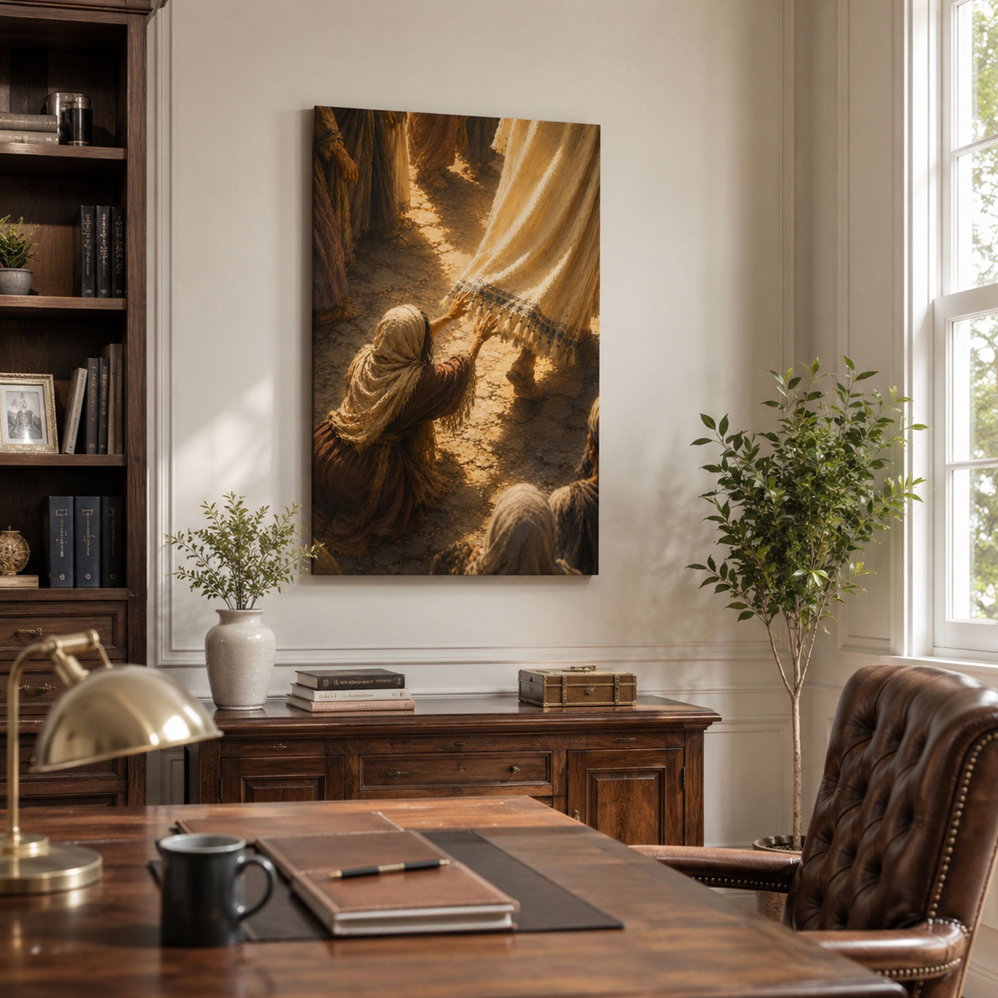 Woman Touching Jesus’ Garment Canvas Print, Healing Faith Christian Art