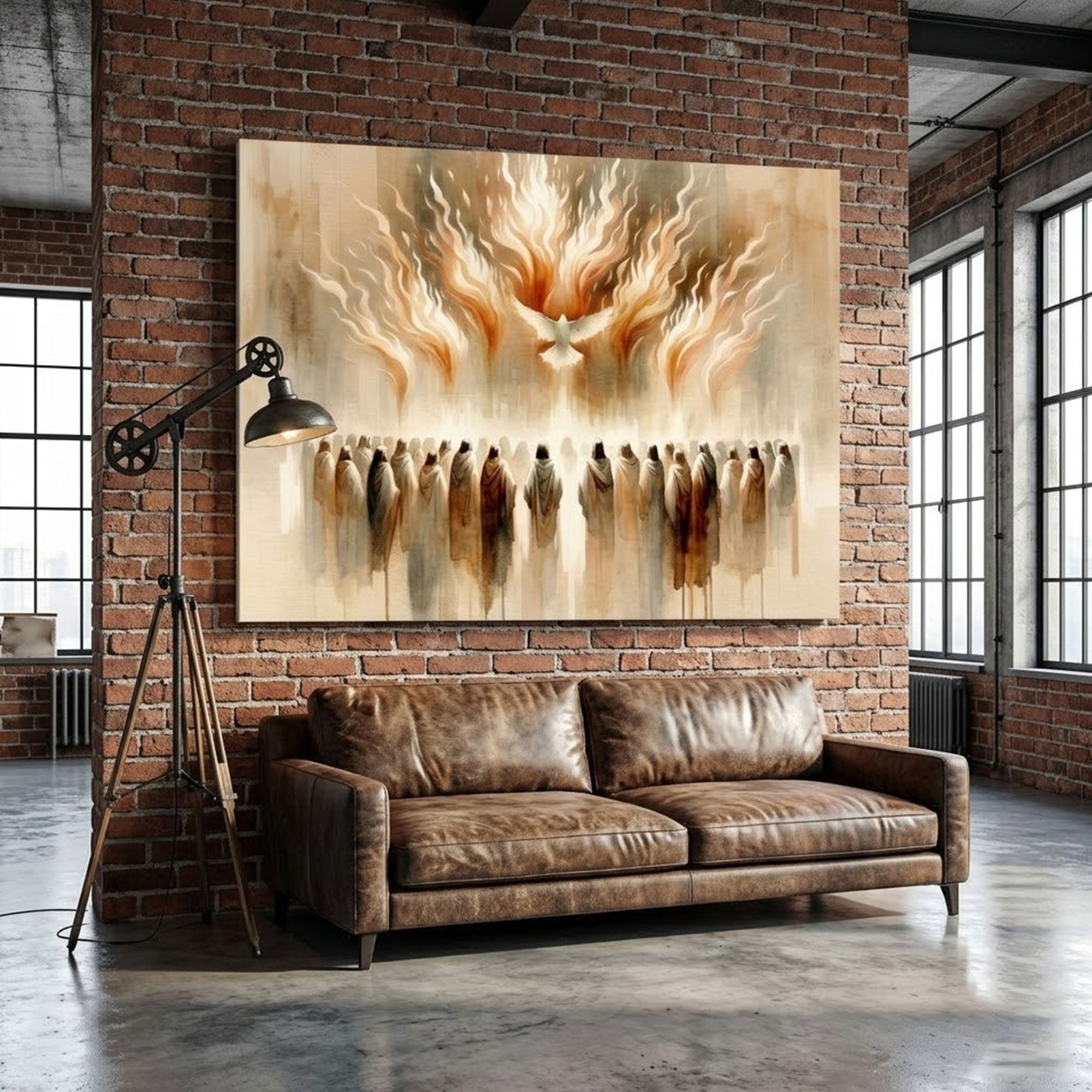 Pentecost Holy Spirit Watercolor Flame Canvas Print, Christian Wall Art, Inspirational Faith Home Decor