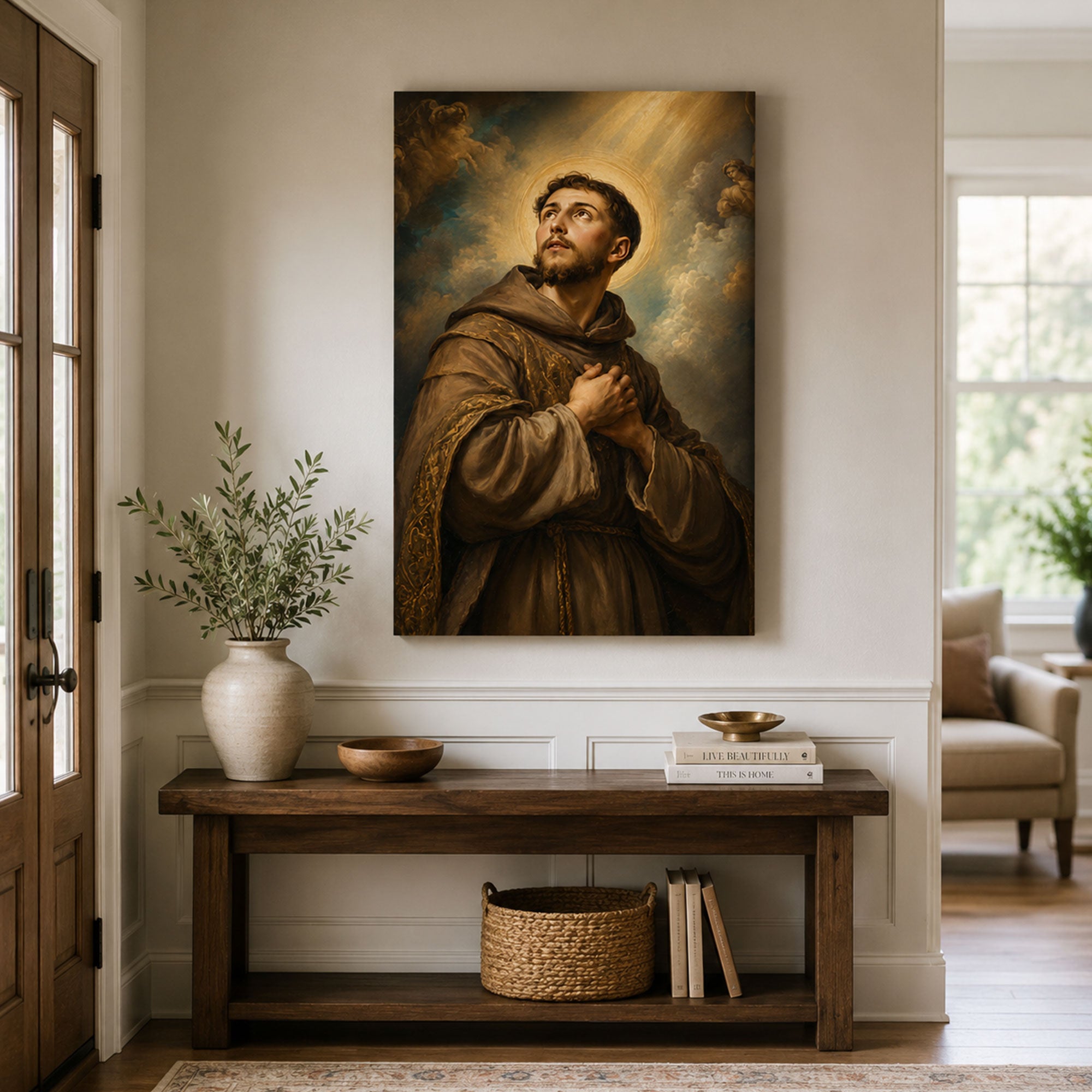 Saint Francis of Assisi Canvas Print, Catholic Saint Prayer Wall Art, Classic Faith Home Decor Gift