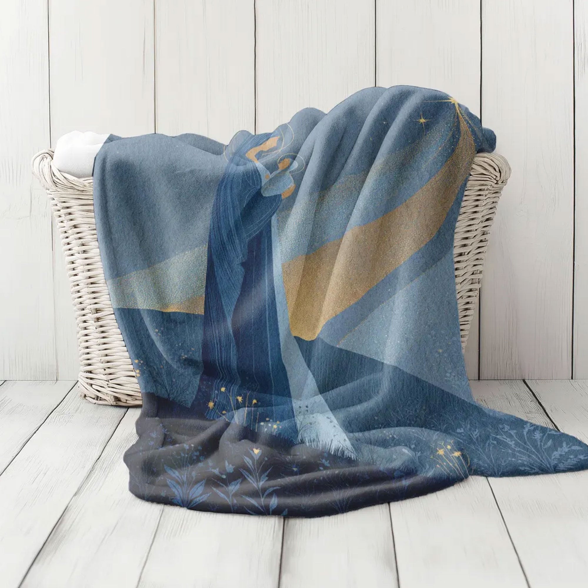 Nativity Scene Fleece Blanket, Holy Night Throw, Religious Gift, Catholic Home Decor, Christian Christmas Blanket