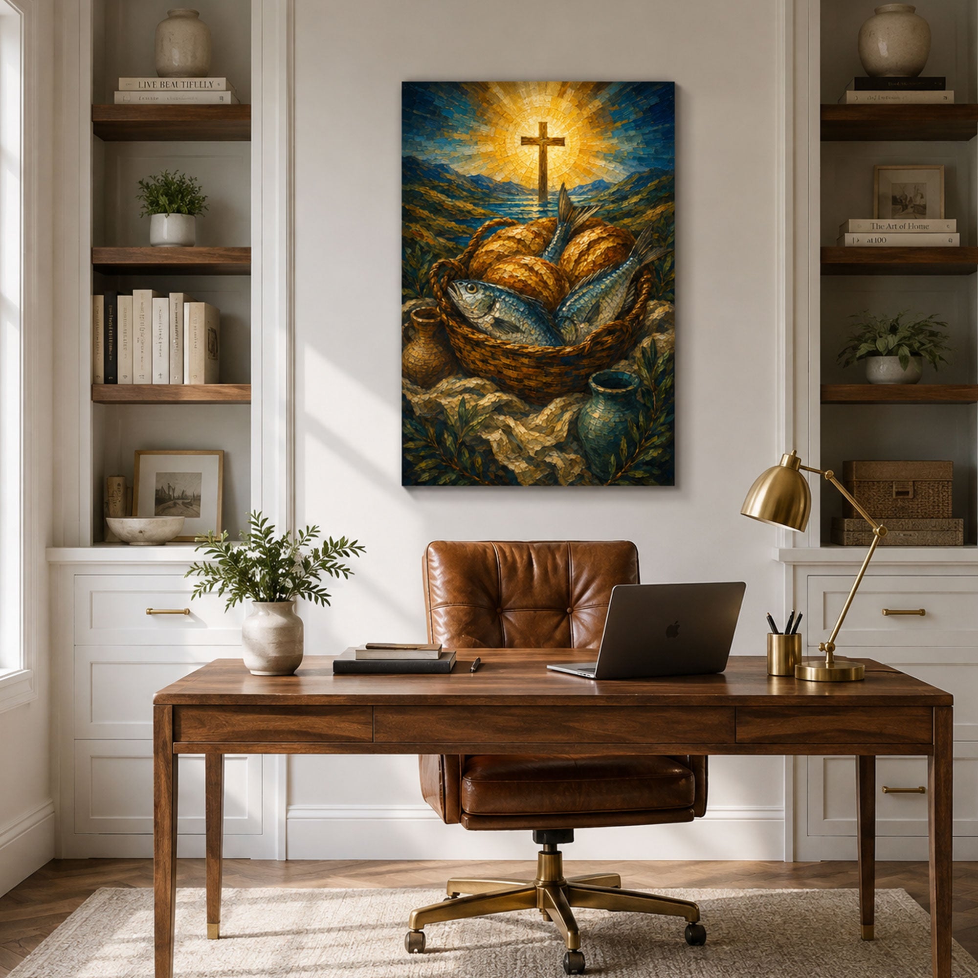 Five Loaves and Two Fish Canvas Print, Jesus Miracle Christian Wall Decor, Bible Faith Gift