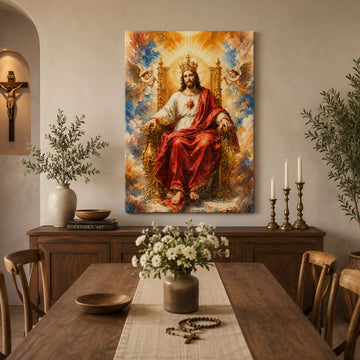 Christ the King on His Heavenly Throne Canvas Print, Catholic Home Decor