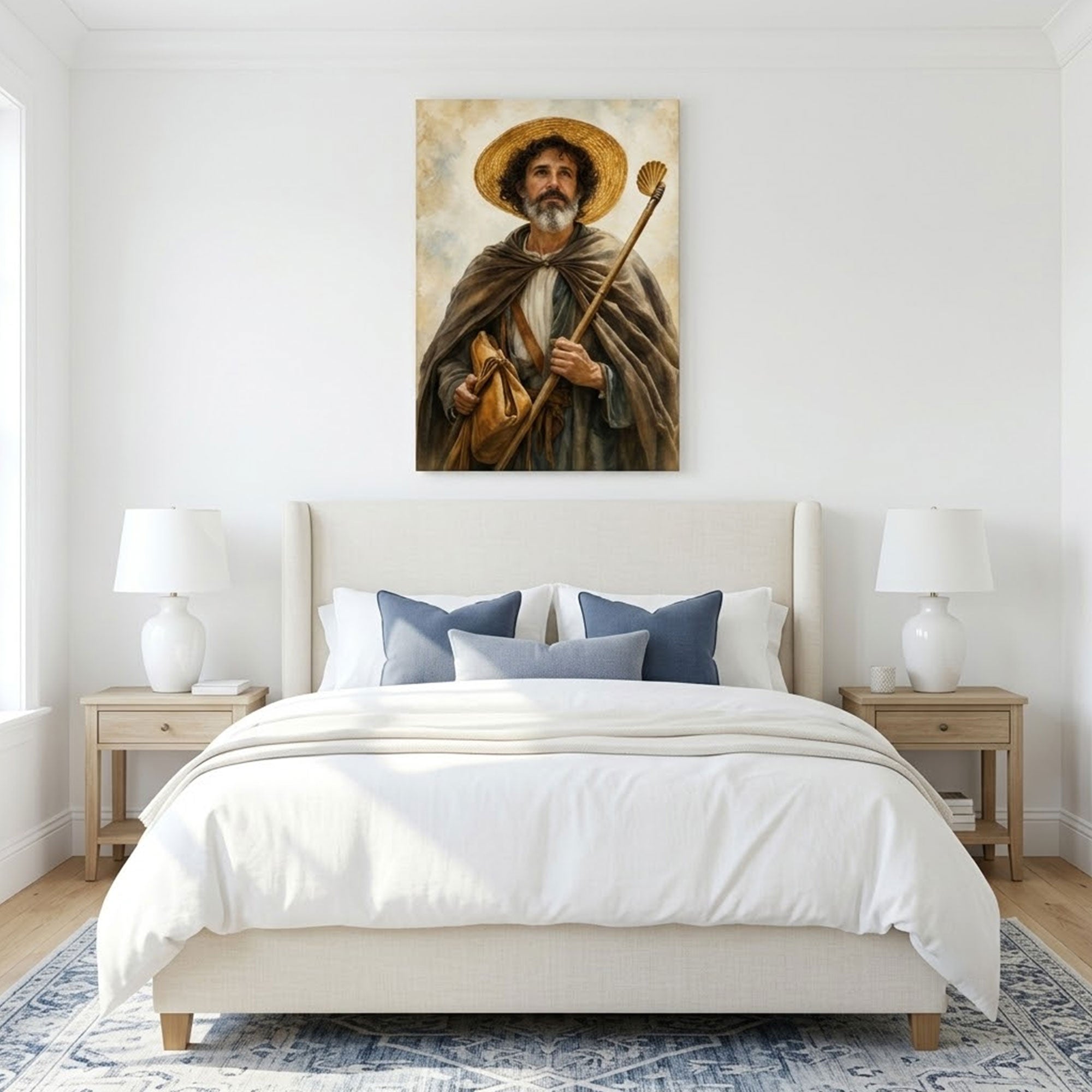 Saint James the Greater Pilgrim Canvas Print, Catholic Apostle Decor