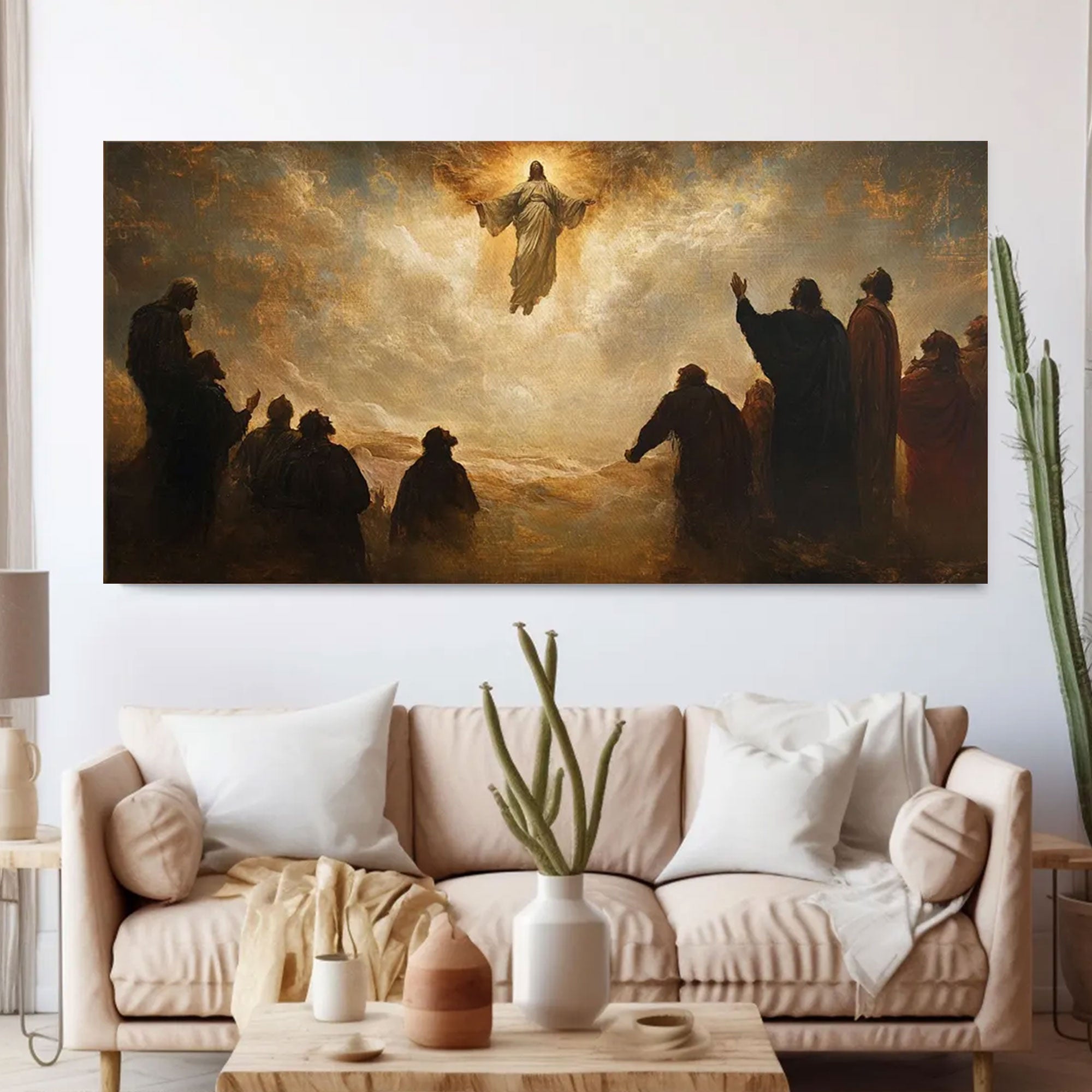 The Ascension of Christ Romanticism Style Canvas Print, Glorious Heaven Christian Wall Art, Inspirational Faith Home Decor