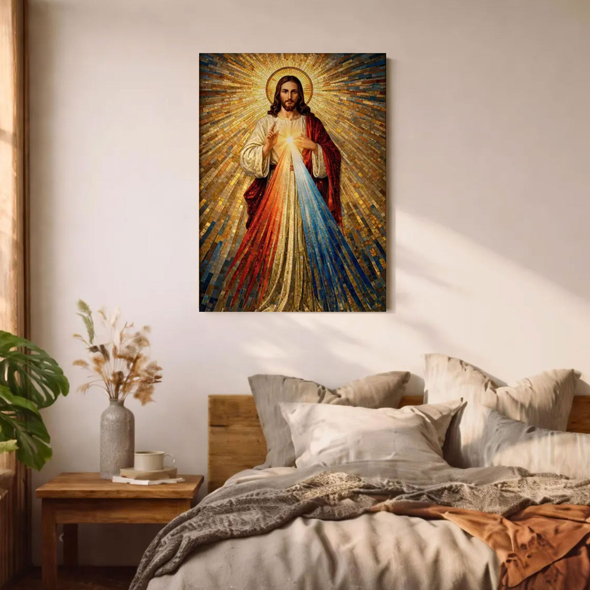 Divine Mercy Wall Art Jesus Mosaic Christian Icon Religious Gift Prayer Room Home Decor