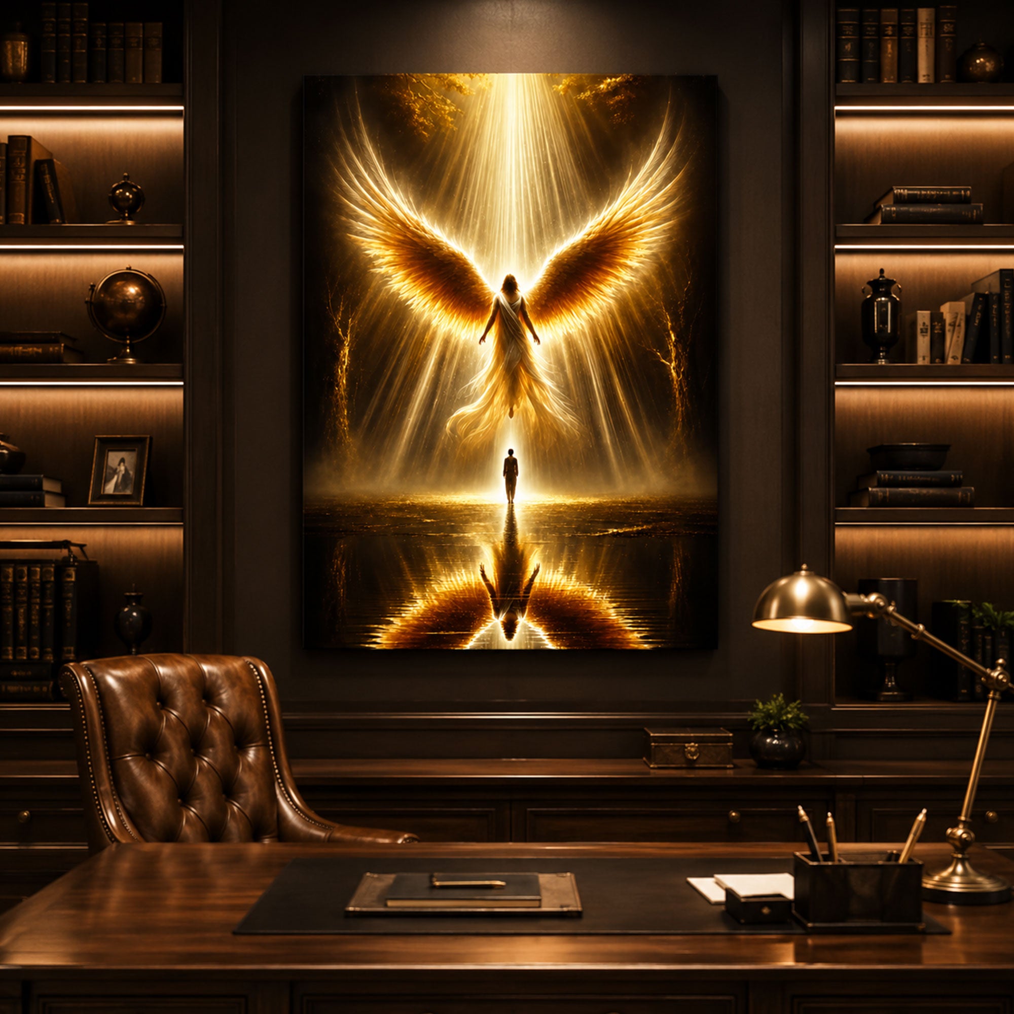 Guardian Angel of Light Canvas Print, Christian Angel Wall Art, Divine Protection Home Decor Gift