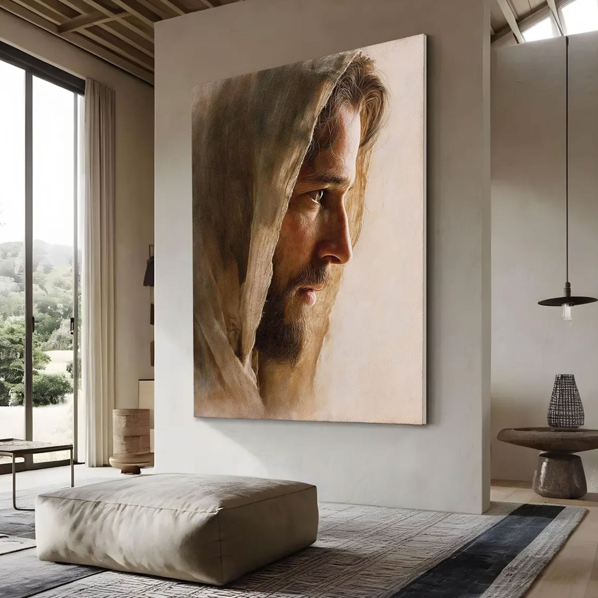 Jesus Portrait Canvas Art, Soft Christian Wall Decor, Religious Home Artwork, Inspirational Faith Gift, Modern Spiritual Decor