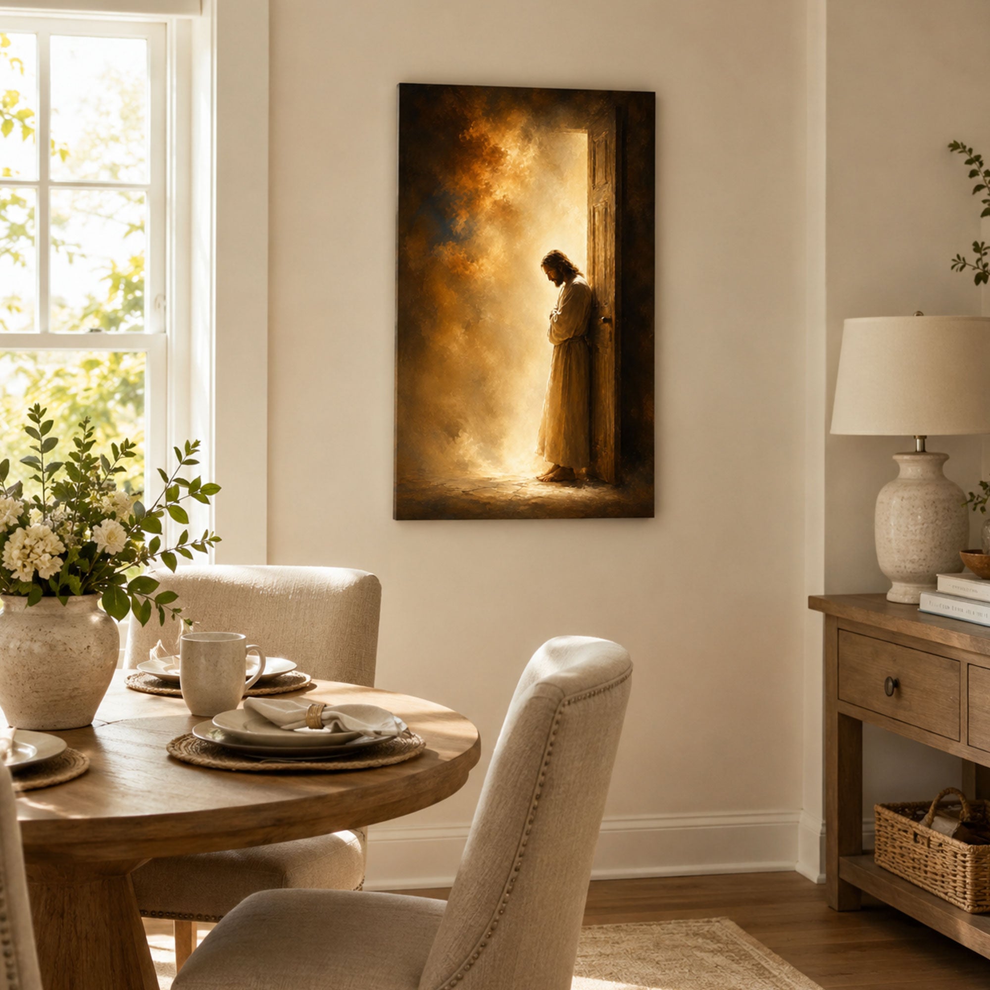 Jesus in the Open Doorway Canvas Print, Christian Home Decor