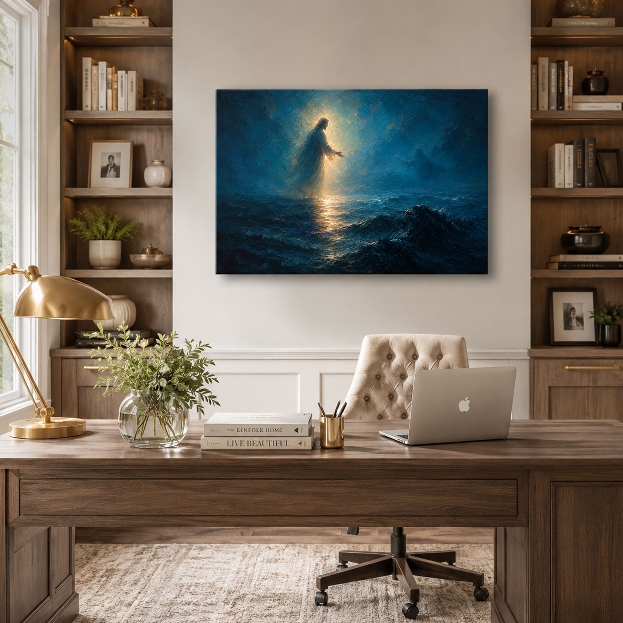 Matthew 14 Jesus Walking on Water Canvas Print, Christian Home Decor