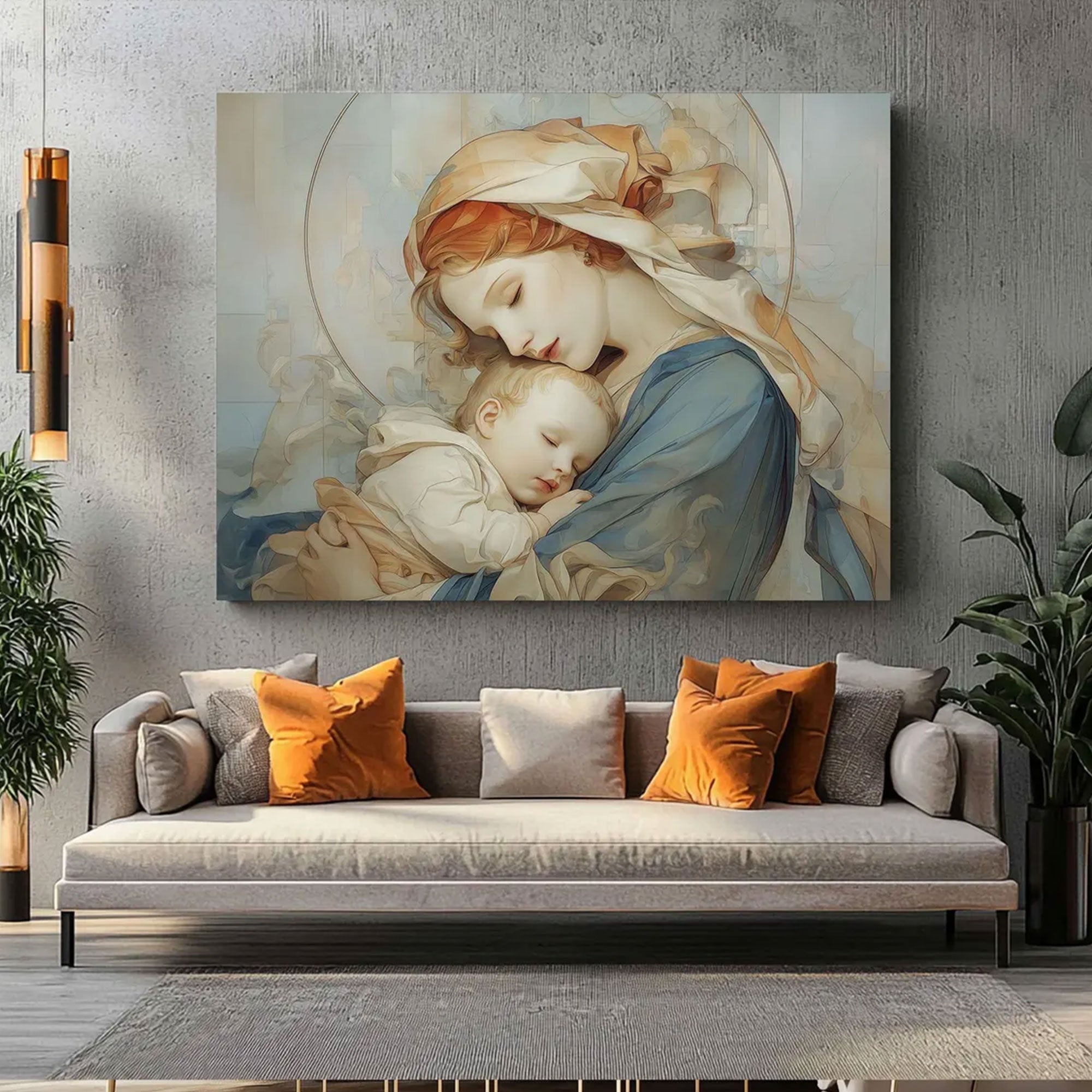 Mary and Baby Jesus Canvas Print, Madonna and Child Wall Art, Christian Home Decor, Faith Inspired Gift
