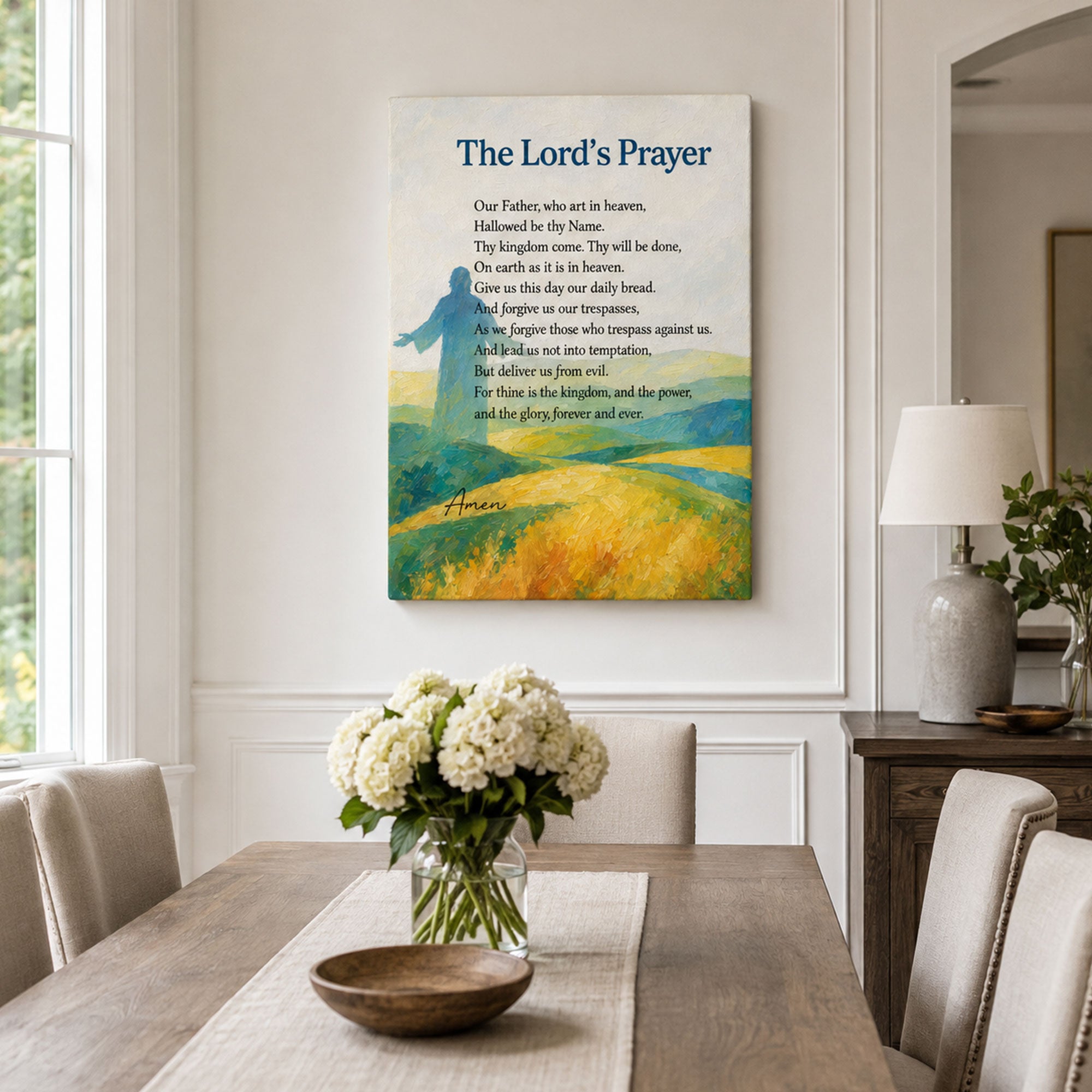 The Lord’s Prayer Canvas Print, Our Father Christian Wall Decor, Bible Verse Faith Gift