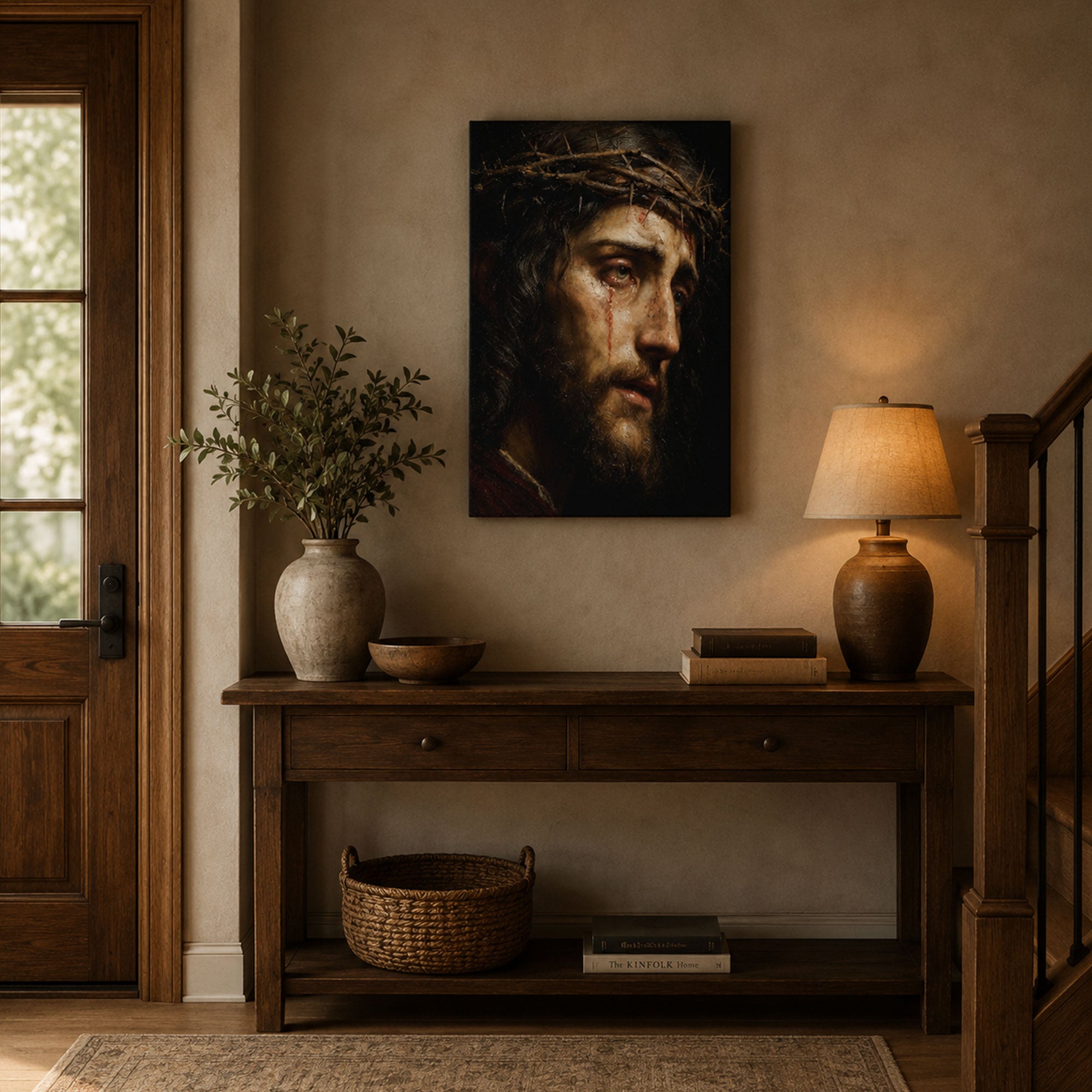 Jesus Crown of Thorns Canvas Print, Passion of Christ Catholic Wall Decor