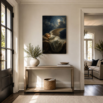 Sleeping Guardian Angel Canvas Print, Peaceful Heavenly Christian Wall Decor, Faith Gift