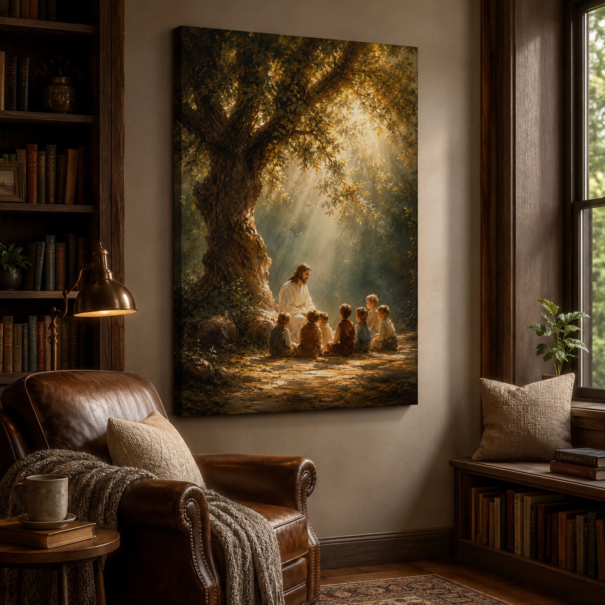 Jesus Blessing Children Canvas Print, Christian Wall Art, Kids Room Faith Home Decor