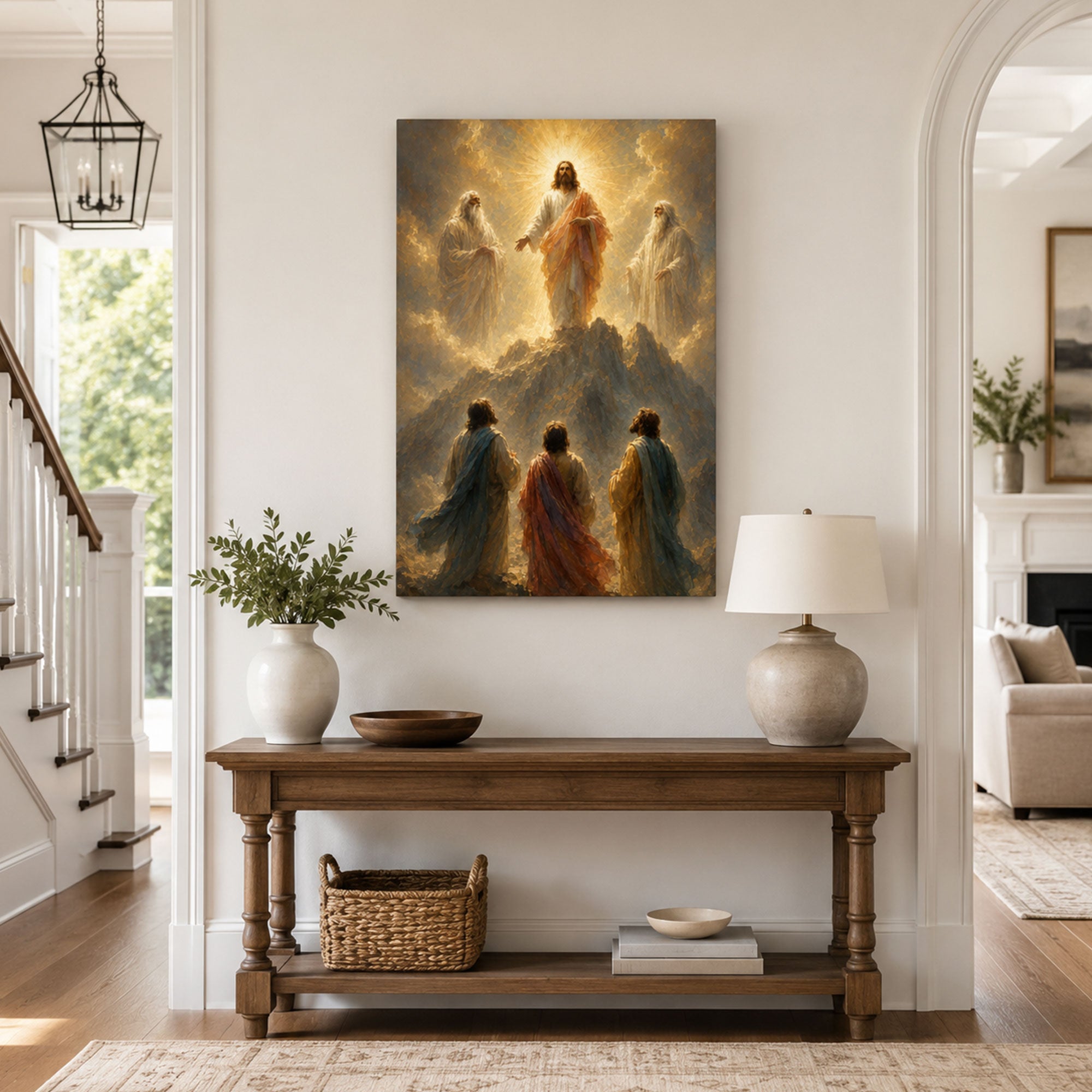 Jesus Transfigured Above the Disciples Canvas Print, Christian Home Decor